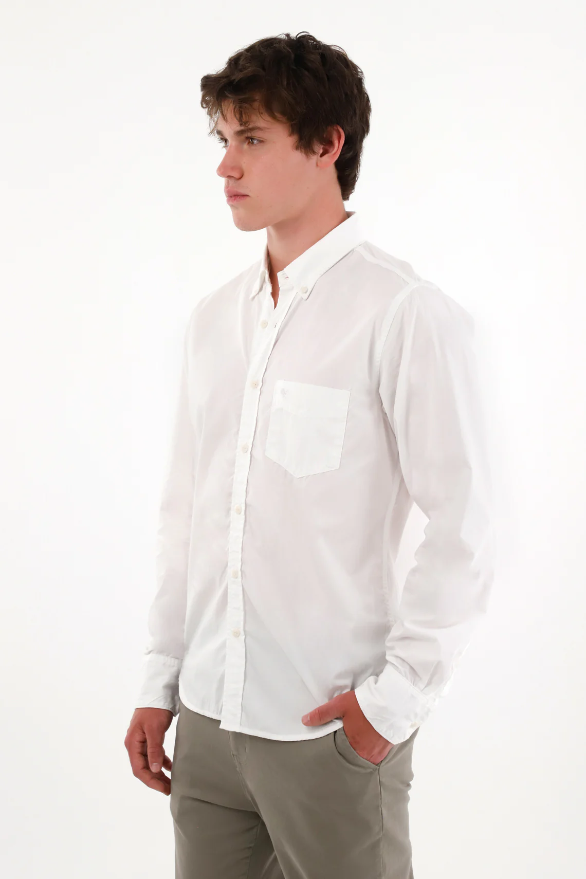 White Button-Up Shirt for Men