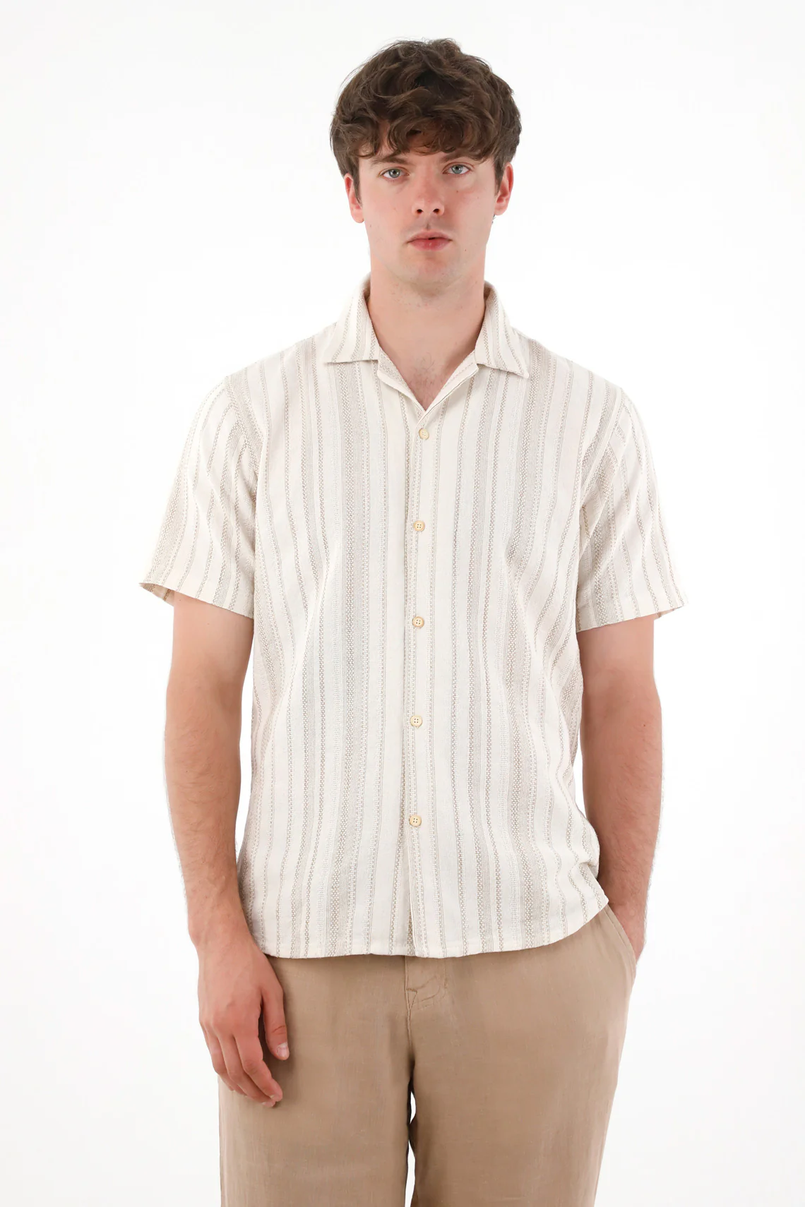 Men's Short Sleeve Cream Shirt - Image 3