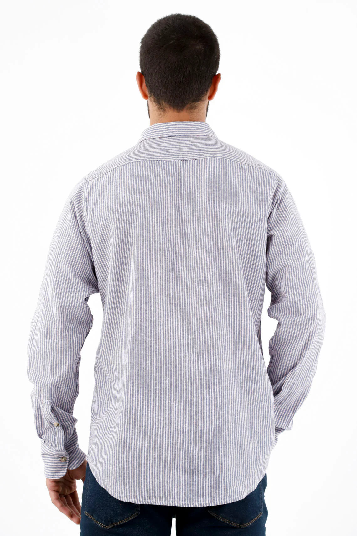 Men's Blue Pre-dyed Shirt - Image 4