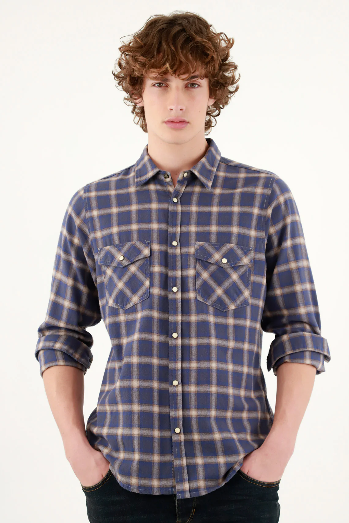 Men's Blue Pre-dyed Shirt - Image 3