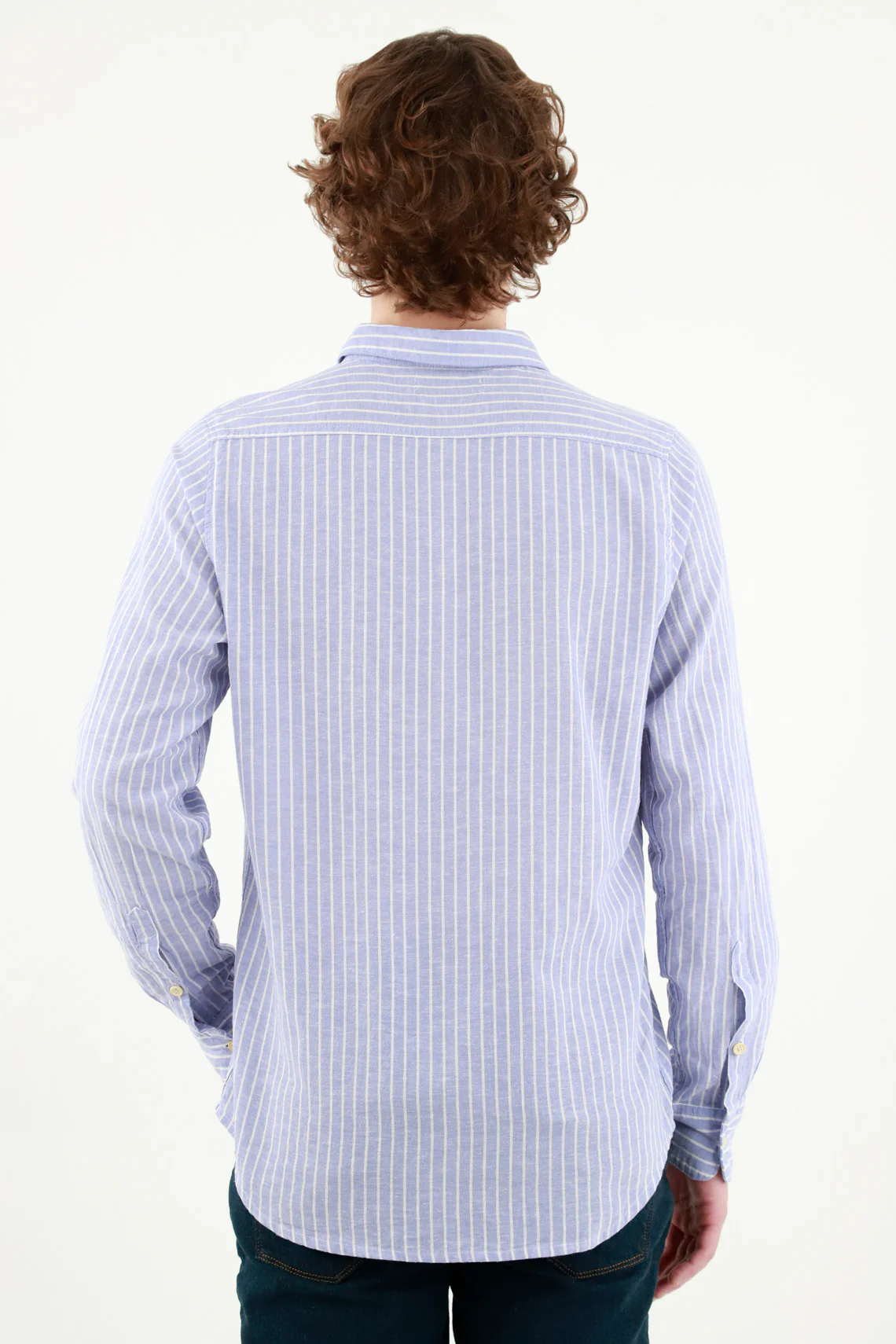 Men's Blue French Collar Shirt - Image 4