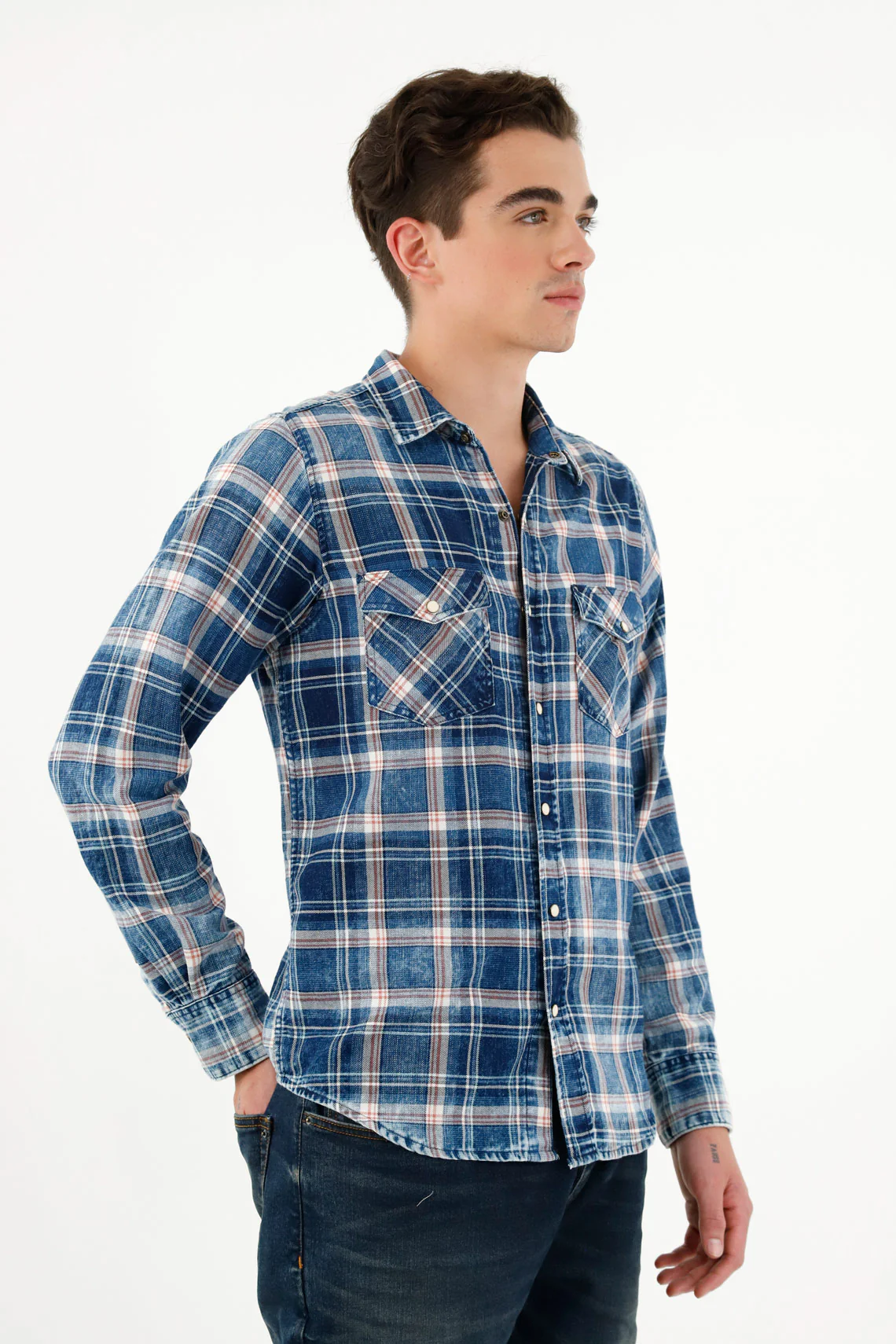 Men's Blue Flannel Shirt - Image 2