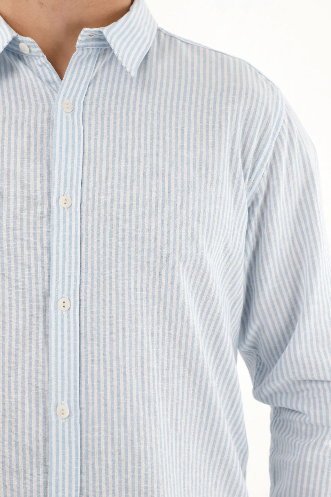 Men's blue striped long sleeve shirt - Image 3