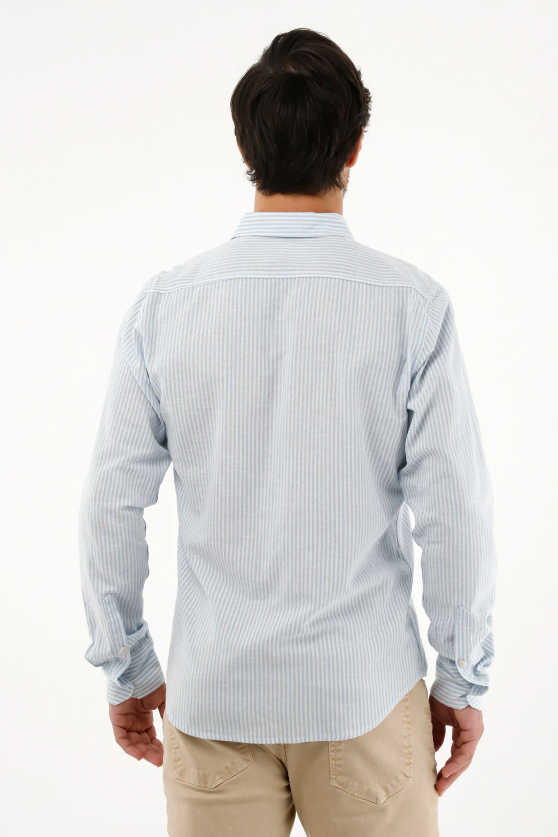 Men's blue striped long sleeve shirt - Image 4
