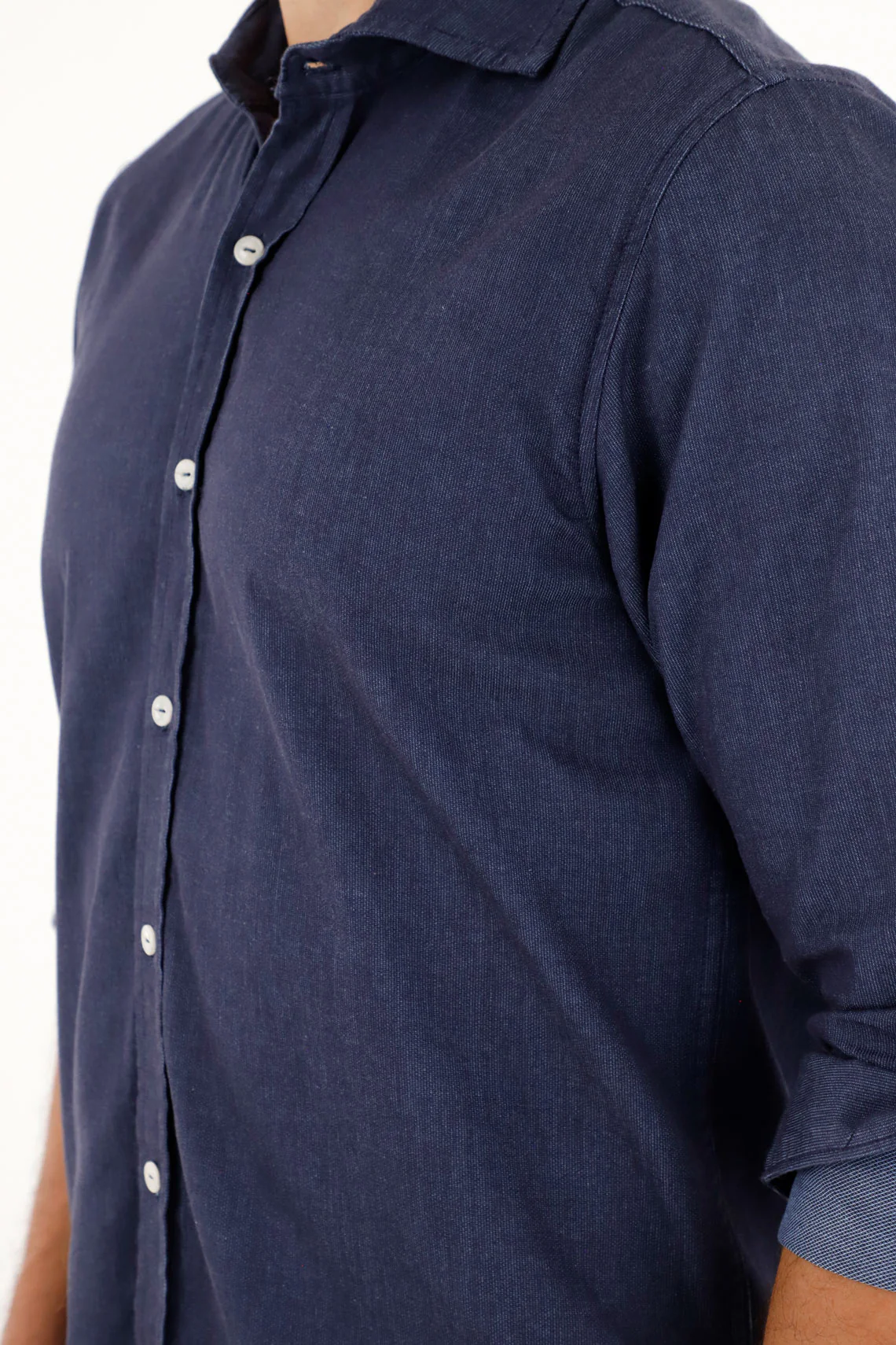 Dark Blue Regular Fit Pre-Dyed Shirt for Men - Image 3