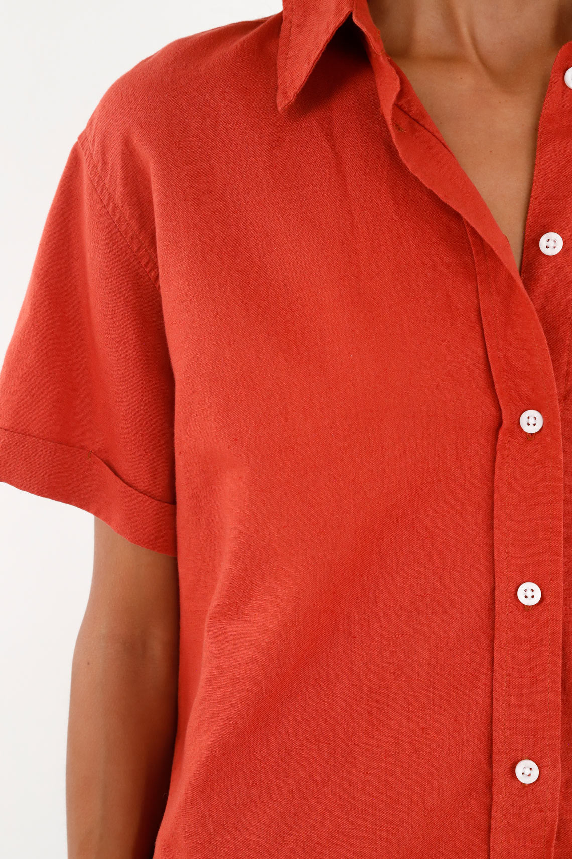 Women's Red Short-Sleeve Shirt - Image 3