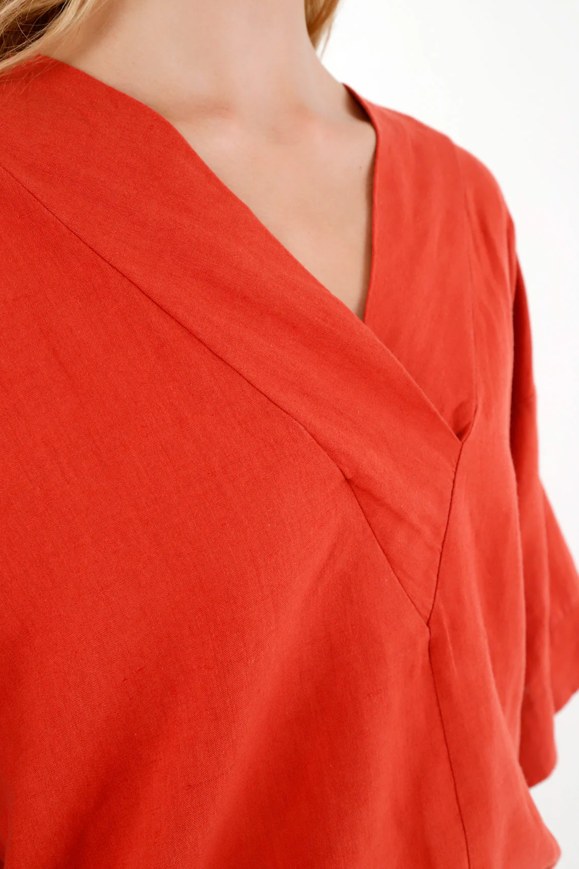Women's Red V-Neck Shirt - Image 3