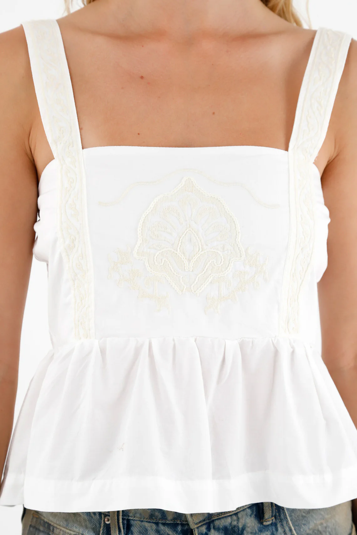 Women's Ecru Straight Neckline Shirt - Image 3