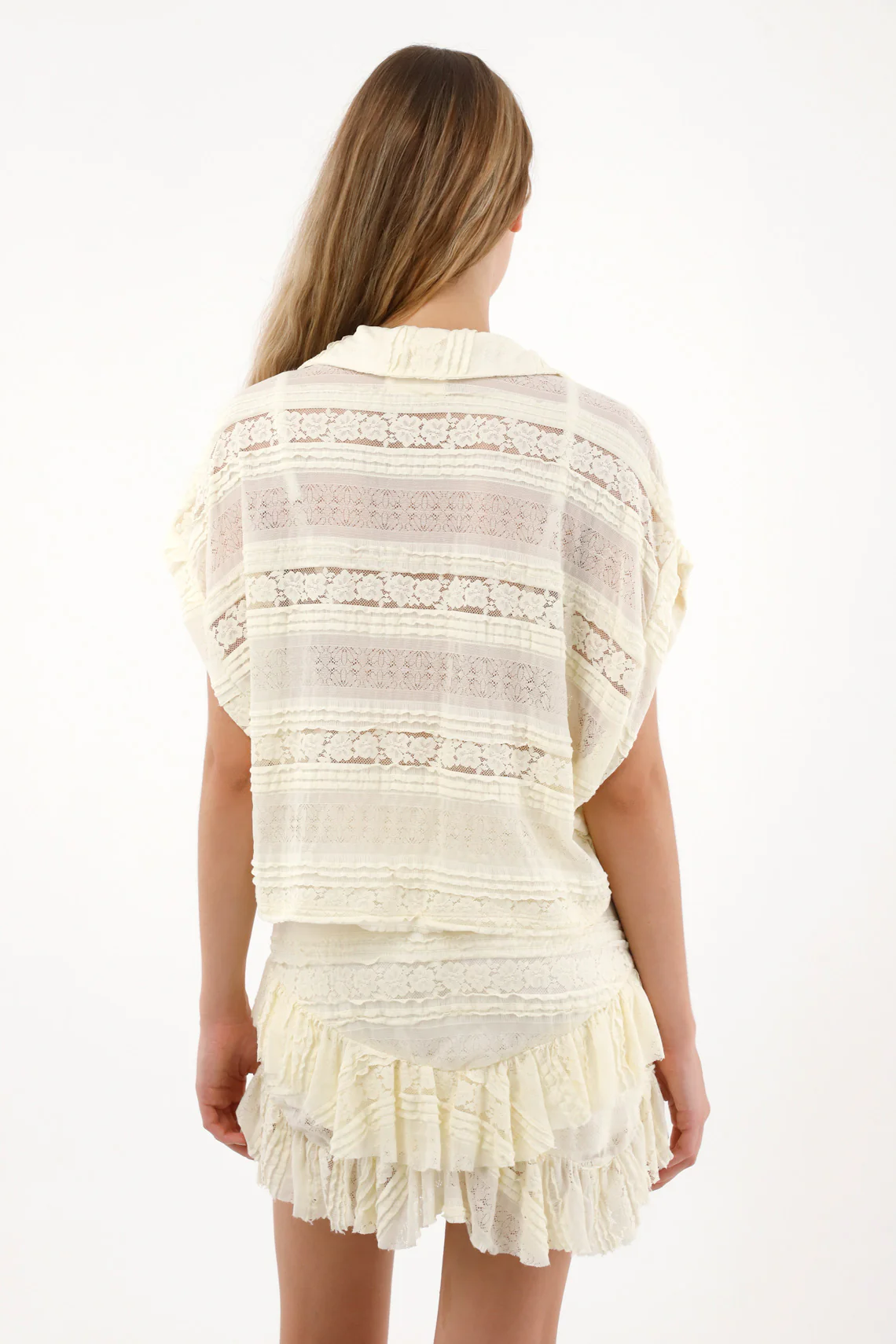 Women's Boxy Fit Textured Cream Shirt - Image 4