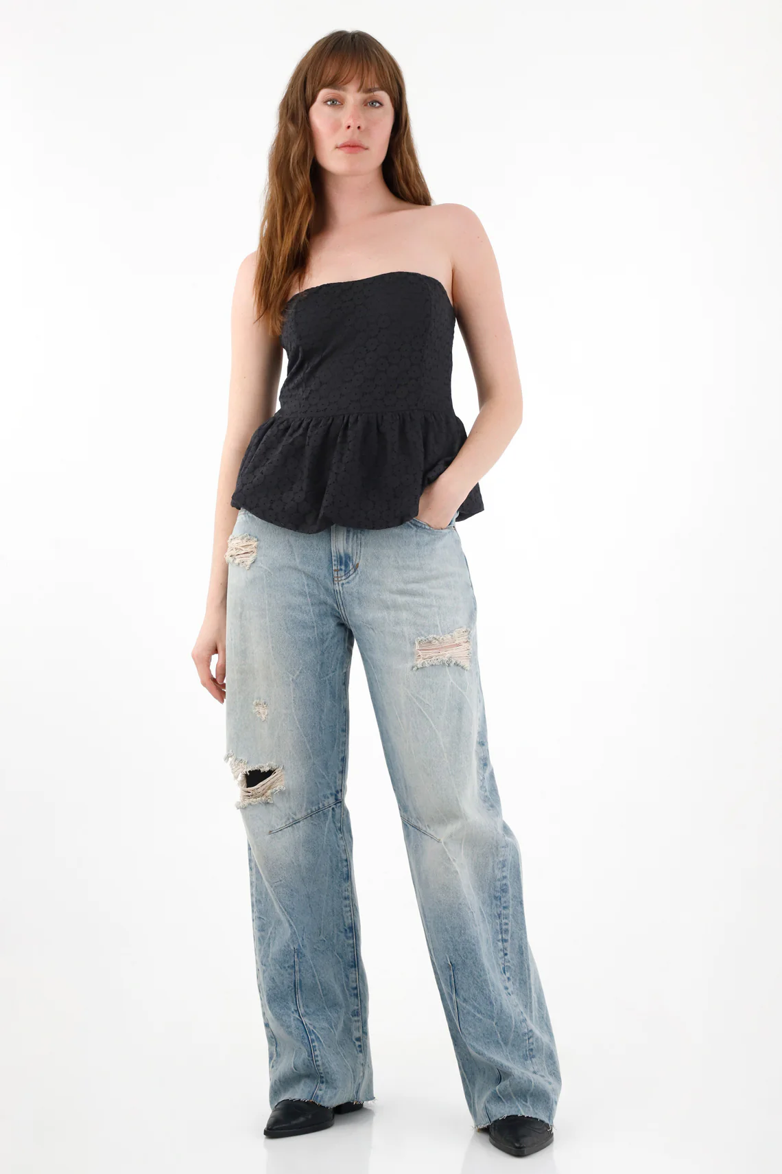 Women's Black Lace Strapless Top - Image 4