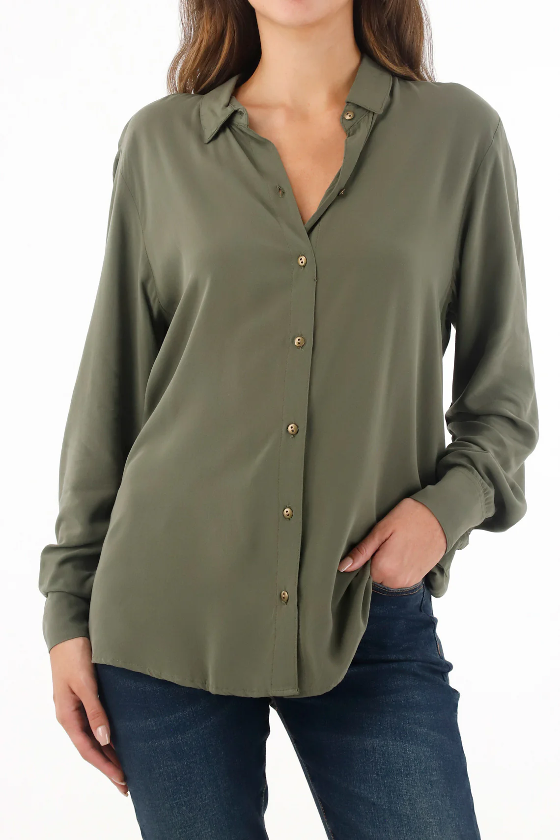 Women's Green Long Sleeve Shirt - Image 4