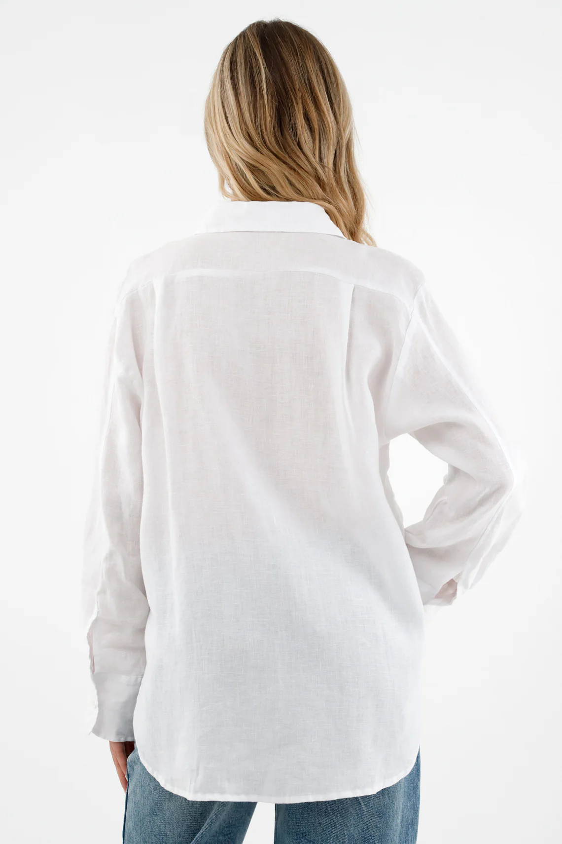 Women's White 100% Linen Long Sleeve Shirt - Image 4