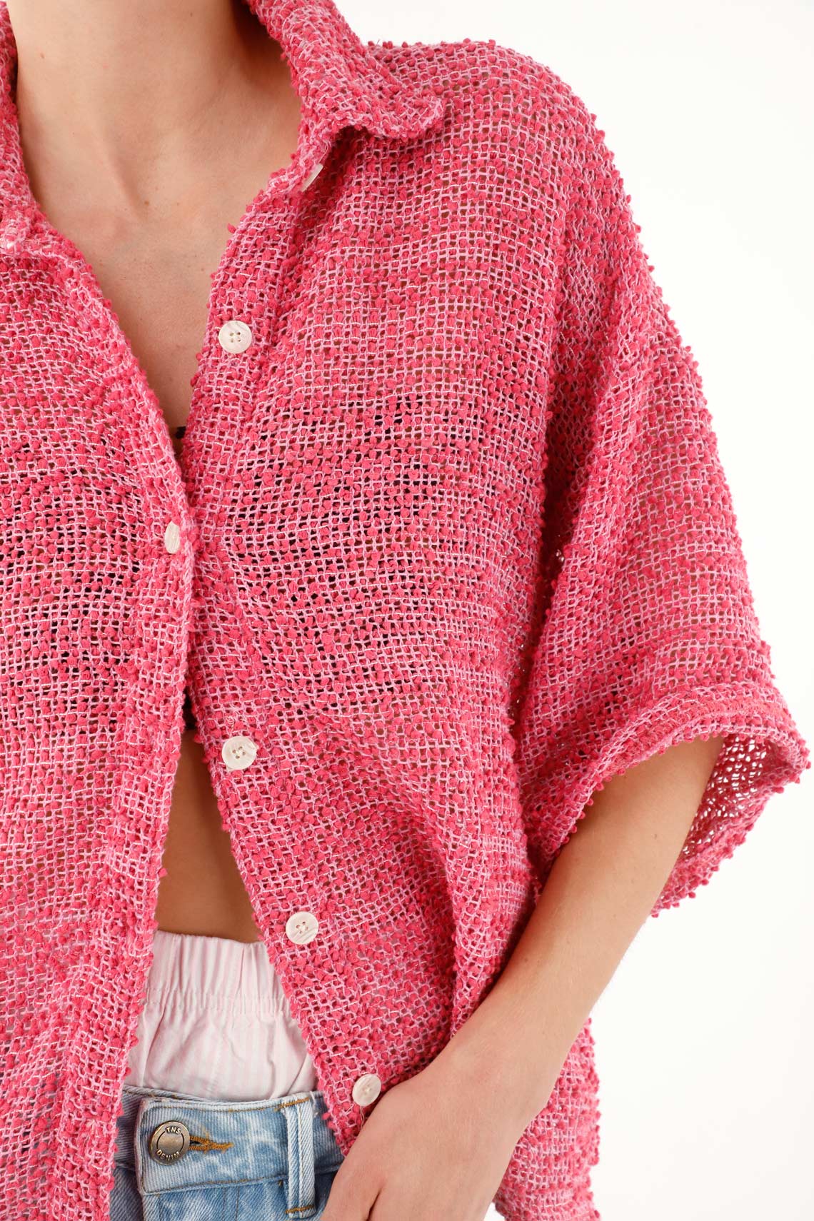 Women's pink tweed shirt - Image 2
