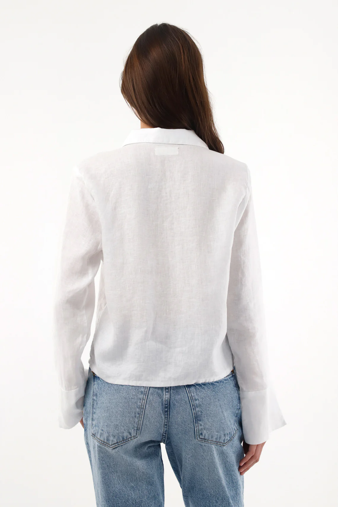 Women's 100% Linen Shirt with Front Ties in White - Image 4
