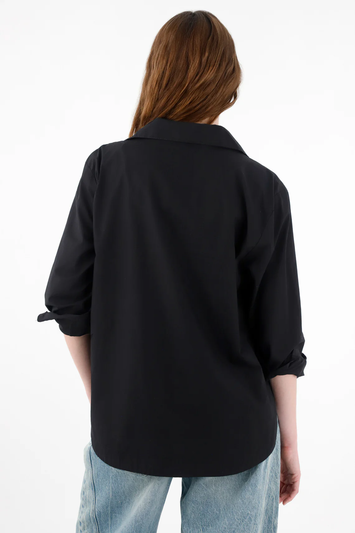 Women's Black 100% Cotton Oversized Shirt - Image 4