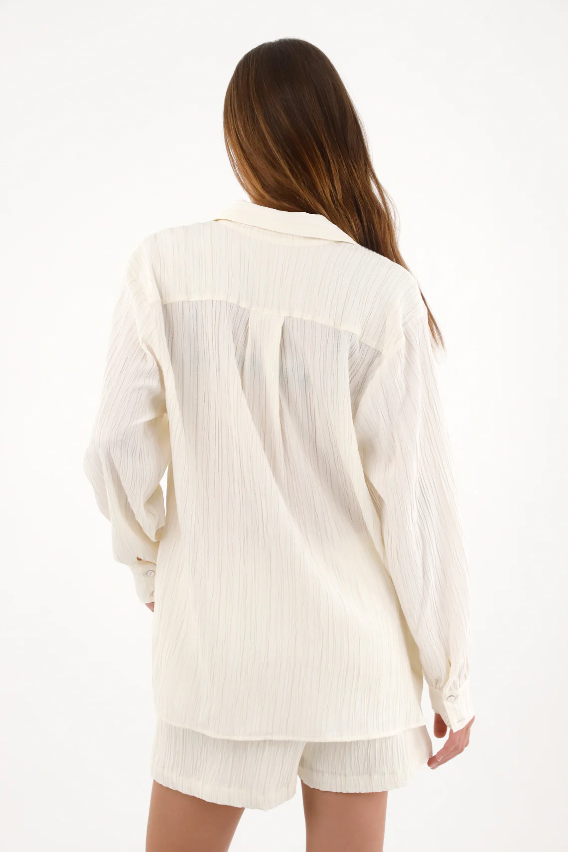Women's Textured Long Sleeve Shirt in Off-White - Image 4