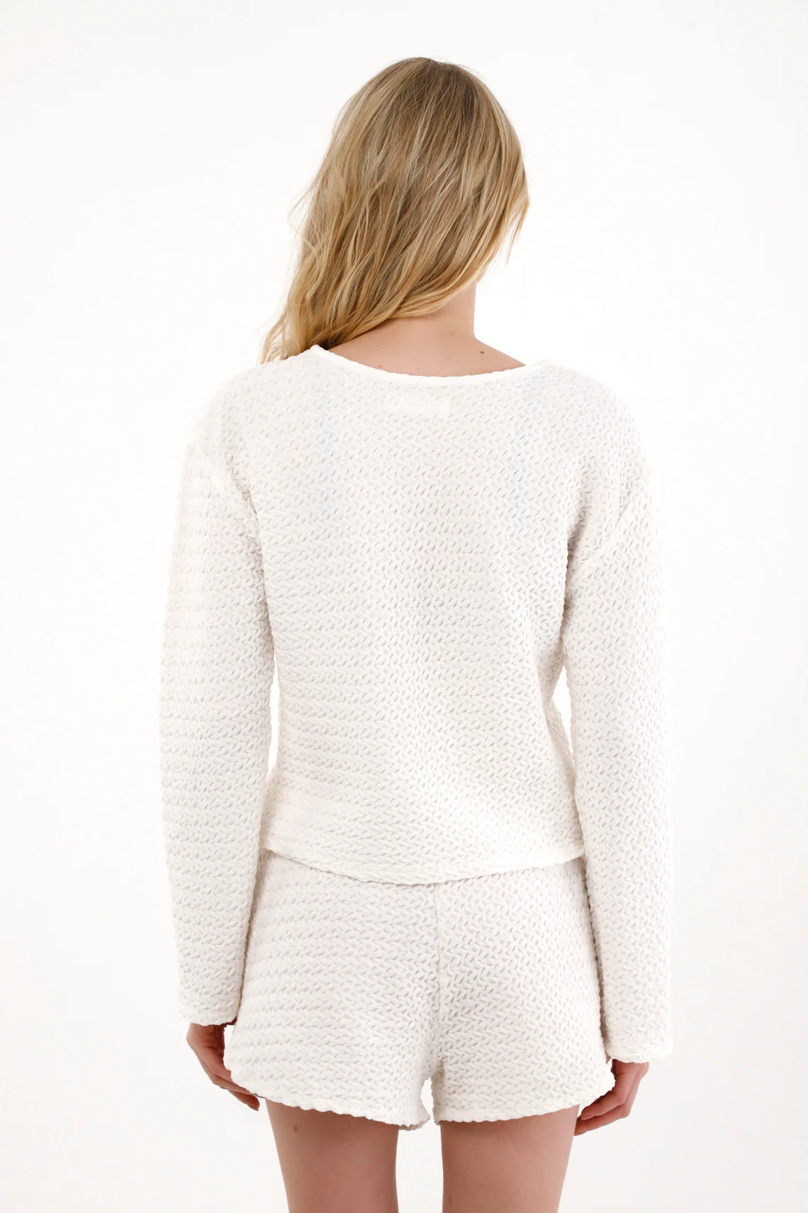 Textured Long Sleeve Blouse in Cream for Women - Image 5