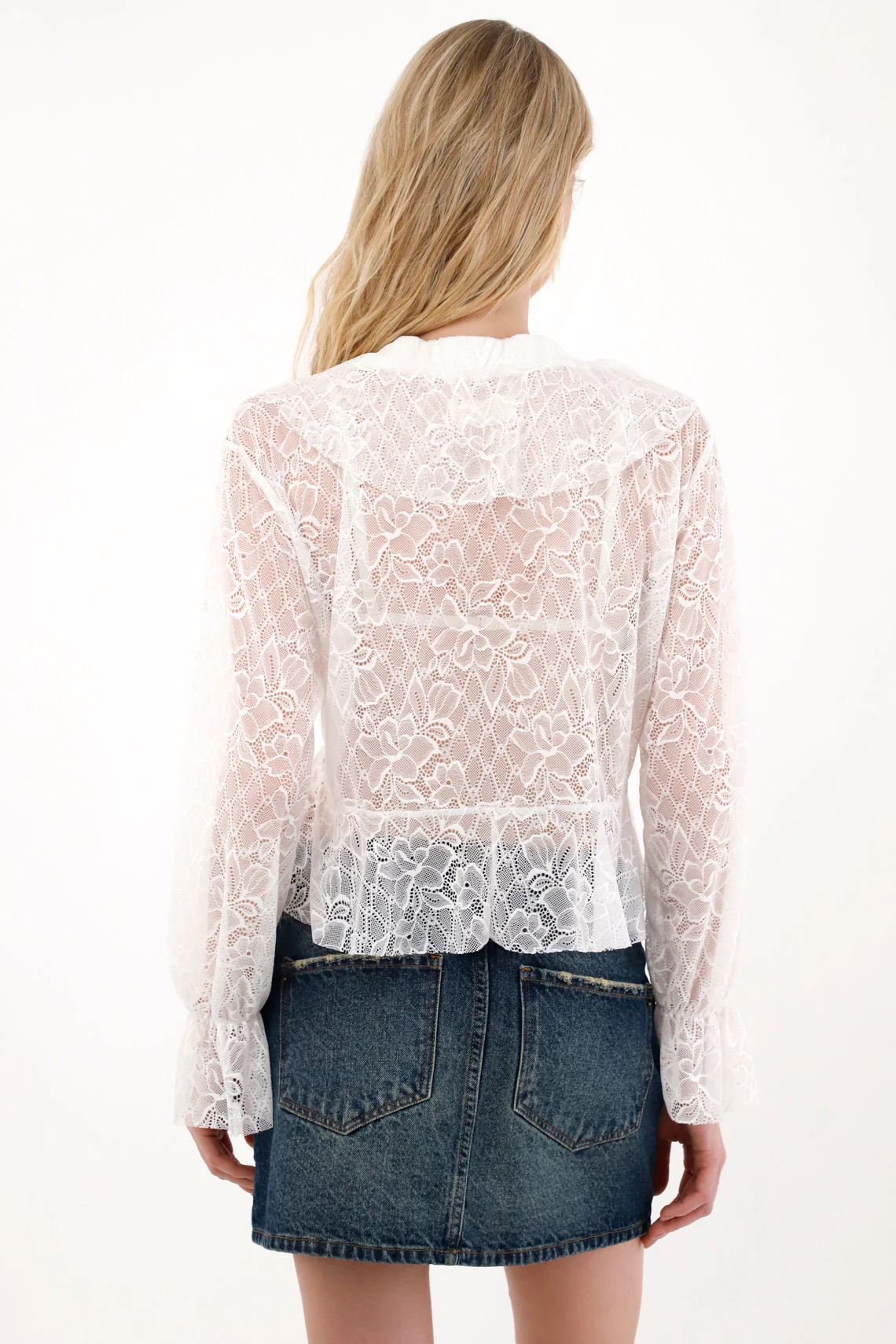 Women's Boho Ruffle Design Shirt in Cream - Image 5