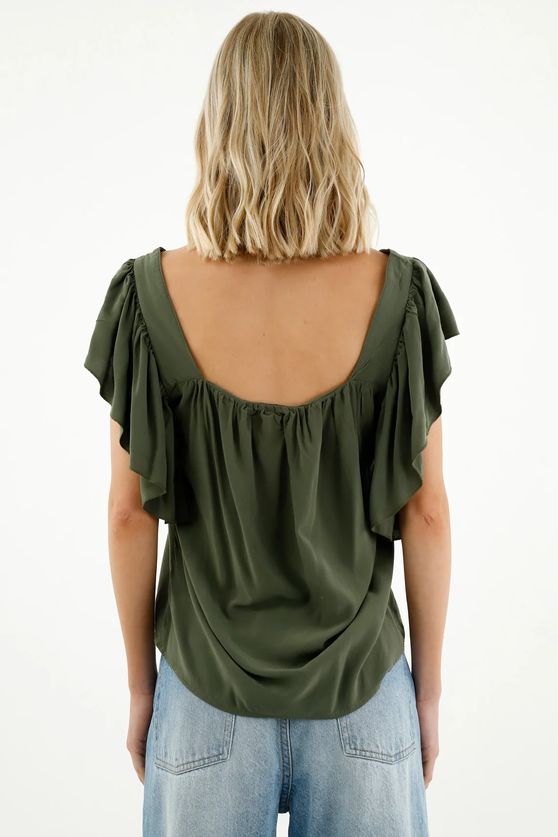 Women's Green Ruffled Shirt - Image 4