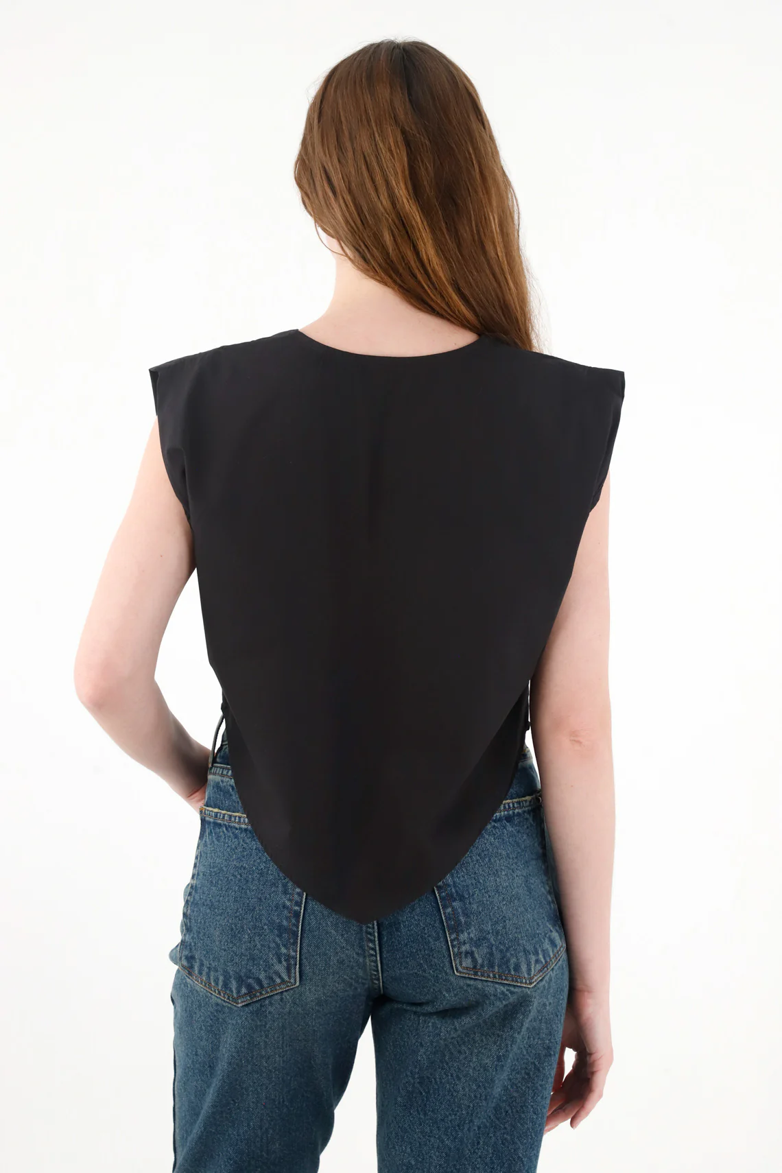 Women's Black V-Neck Sleeveless Shirt - Image 4