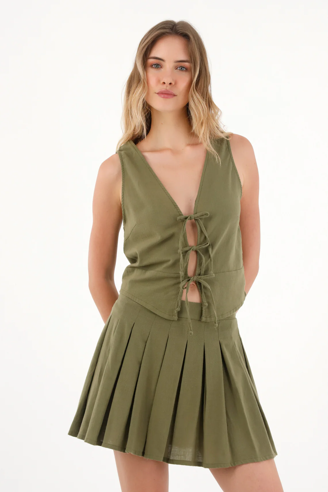Women's Green Front Adjustable Strap Shirt - Image 3