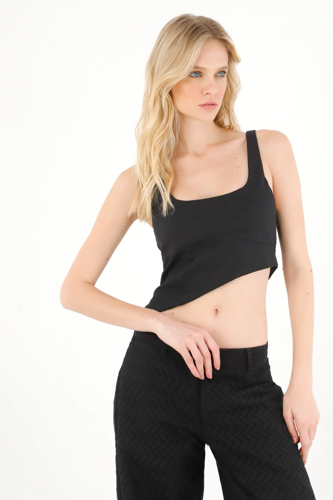 Women's Black Crop Top Shirt