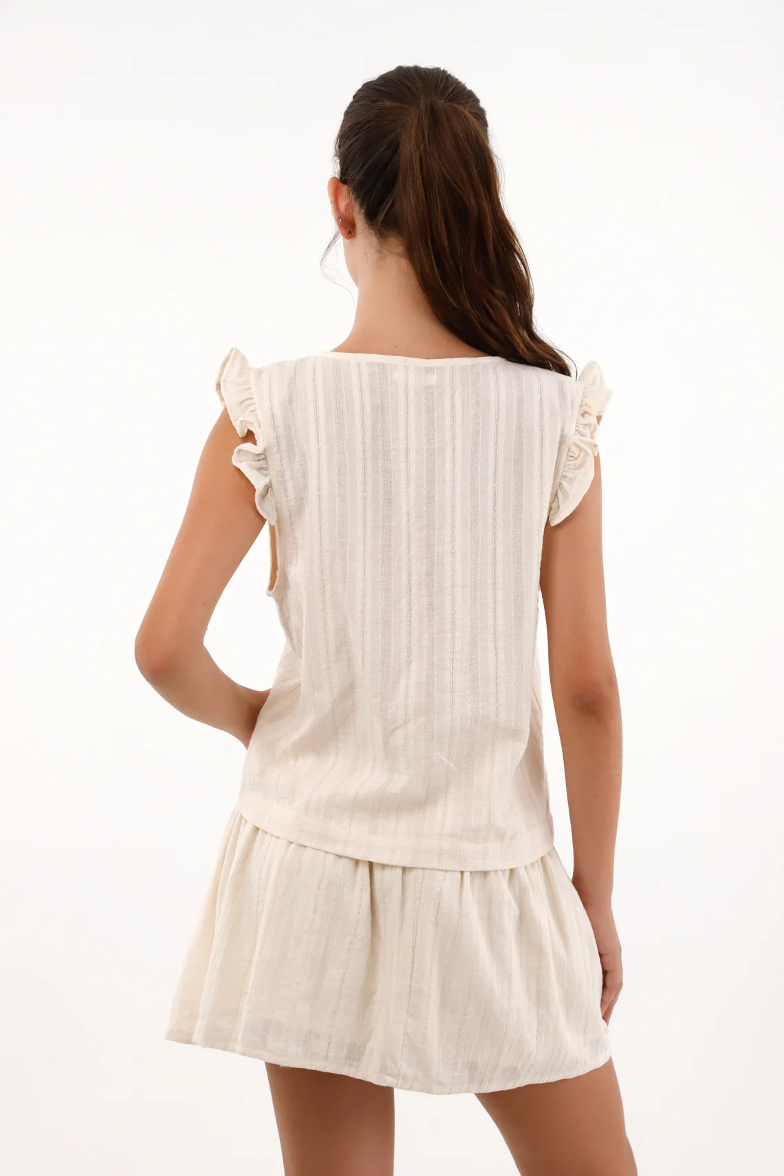 Women's Sleeveless Shirt with Bolero in Cream - Image 4