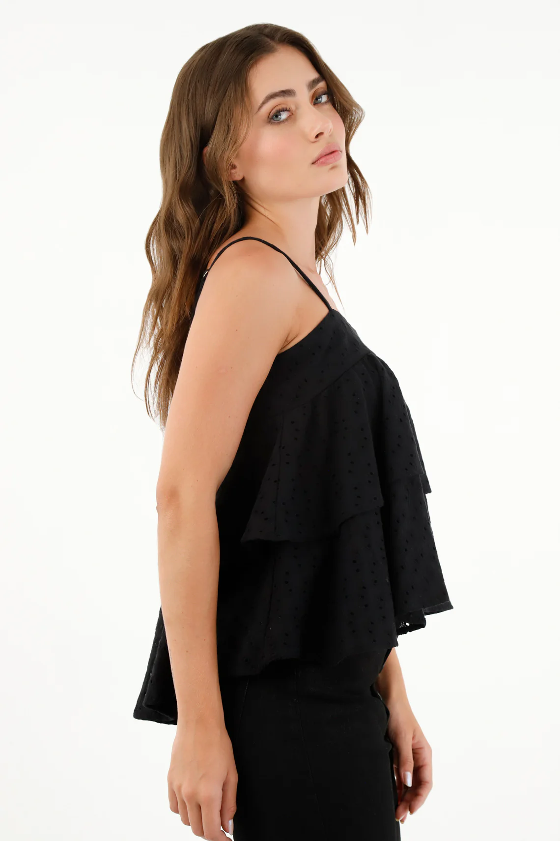Women's Black Eyelet Shirt - Image 2