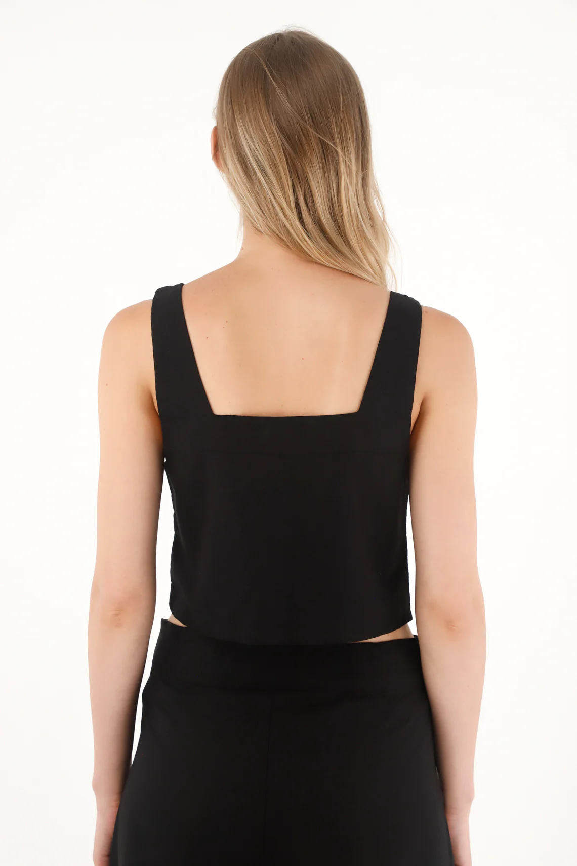 Women's Black 100% Linen Crop Shirt - Image 4