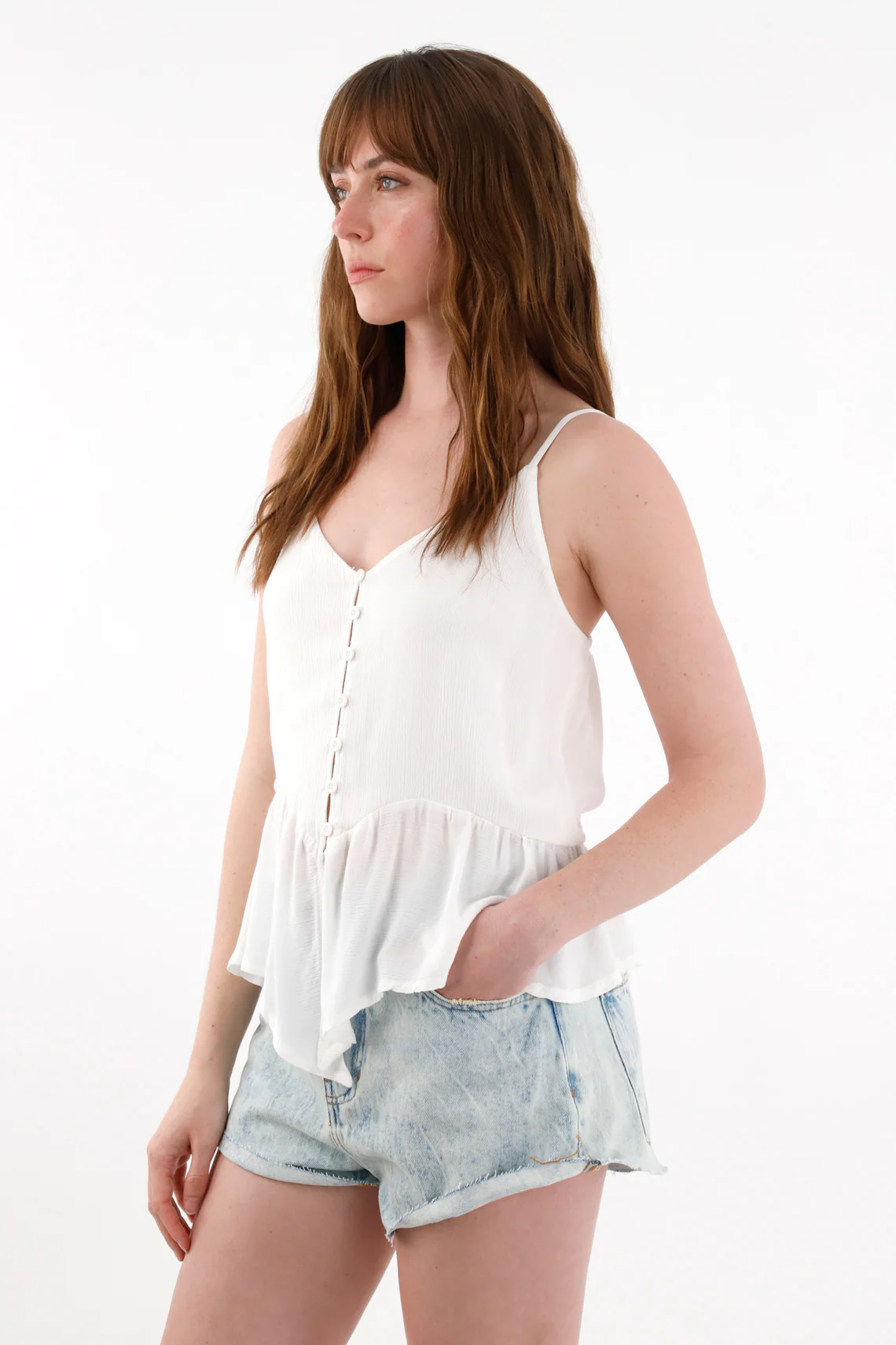 Cream Textured Shirt with Bolero for Women