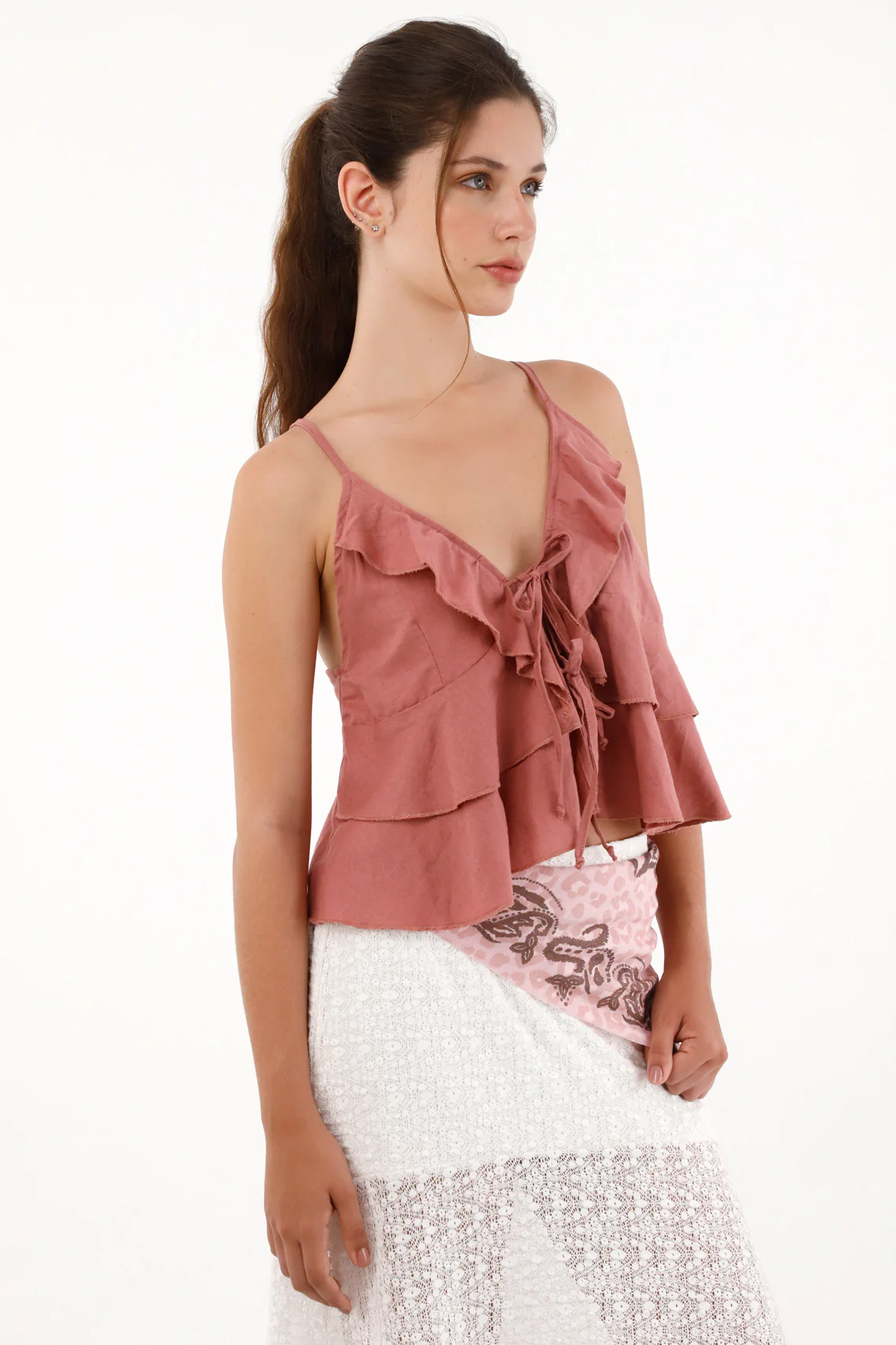 Women's Pink Ruffled Blouse