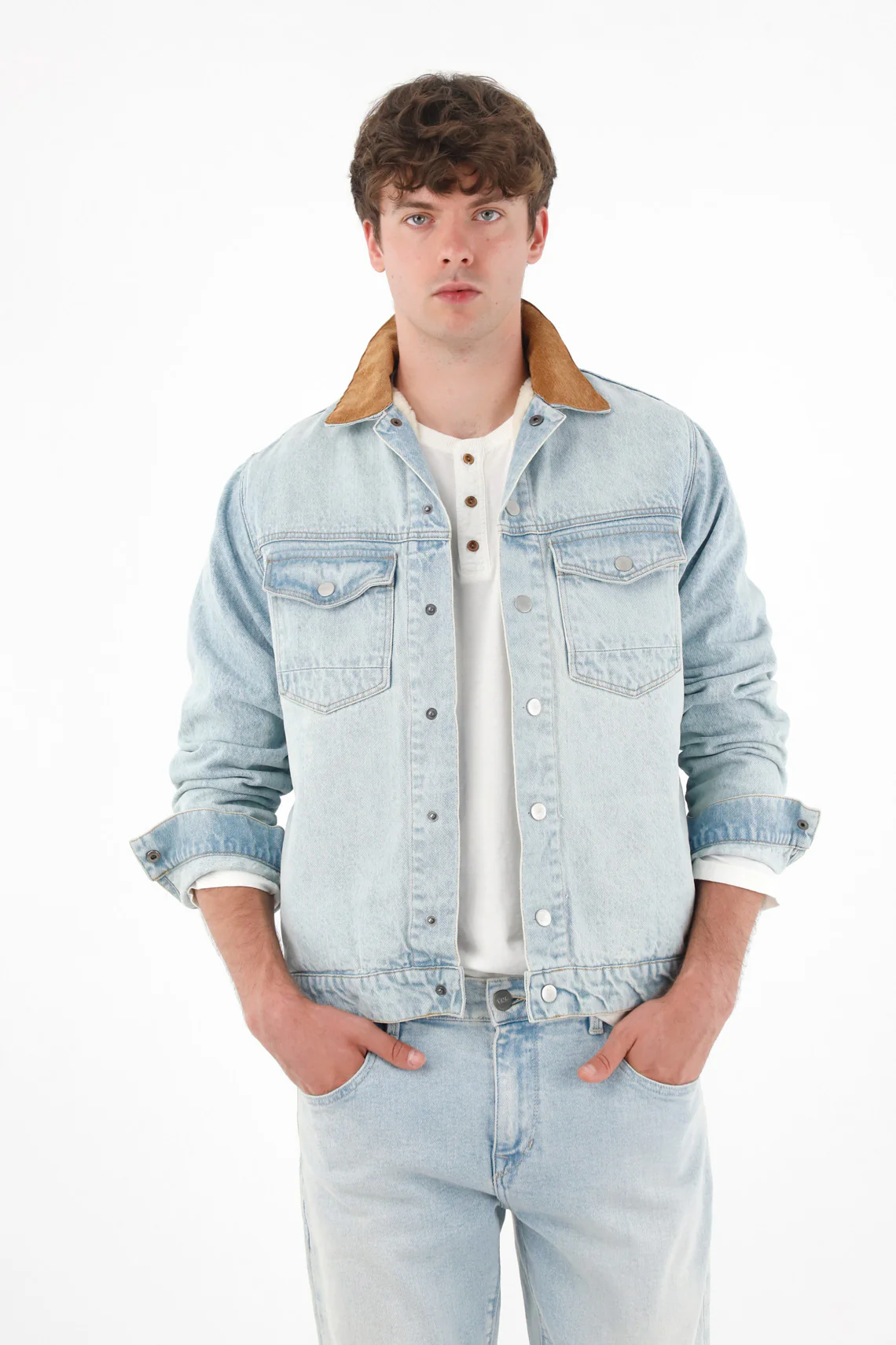 Corduroy Collar Trucker Jacket for Men