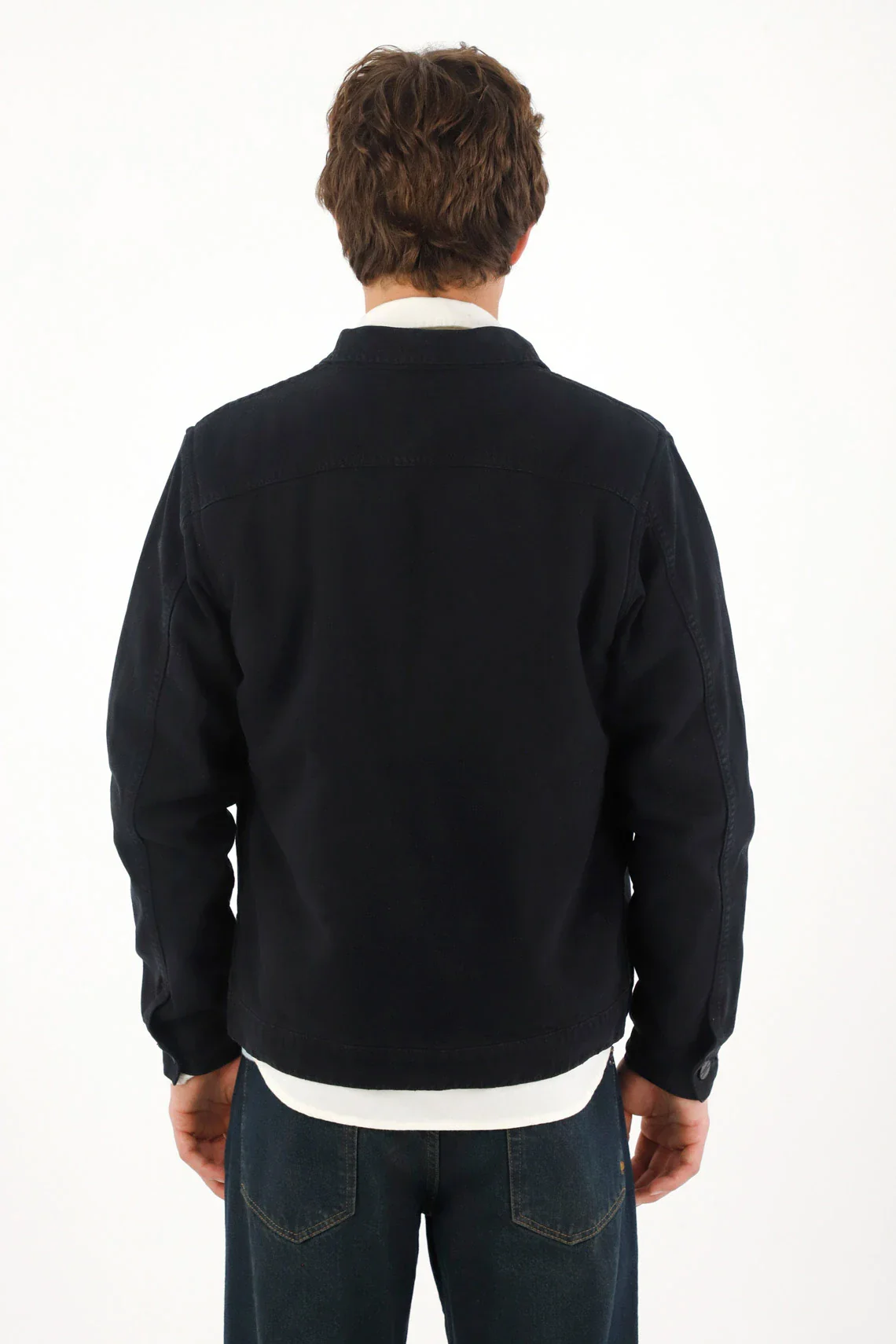 Men's Black Denim Trucker Coat - Image 4
