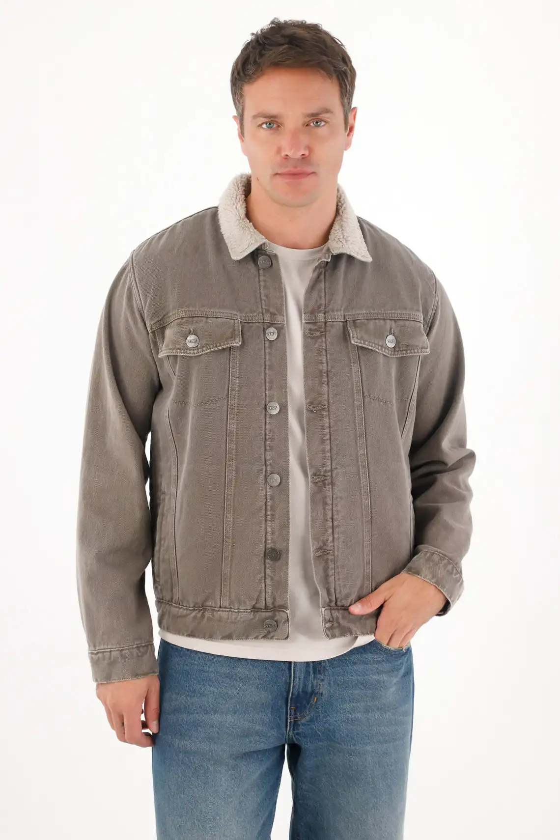 Men's Gray Denim Trucker Jacket