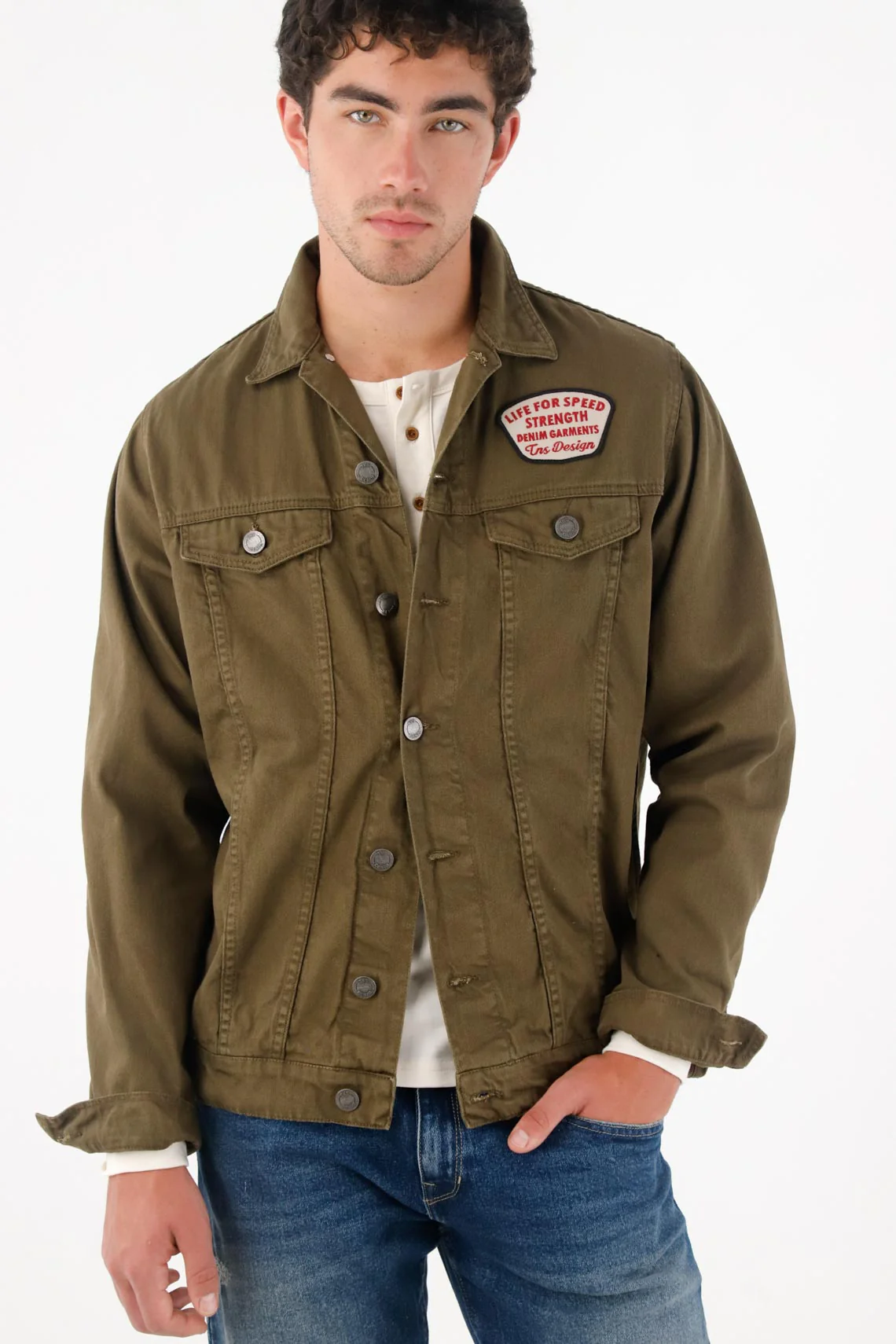 Jacket-style Shirt with Patch for Men