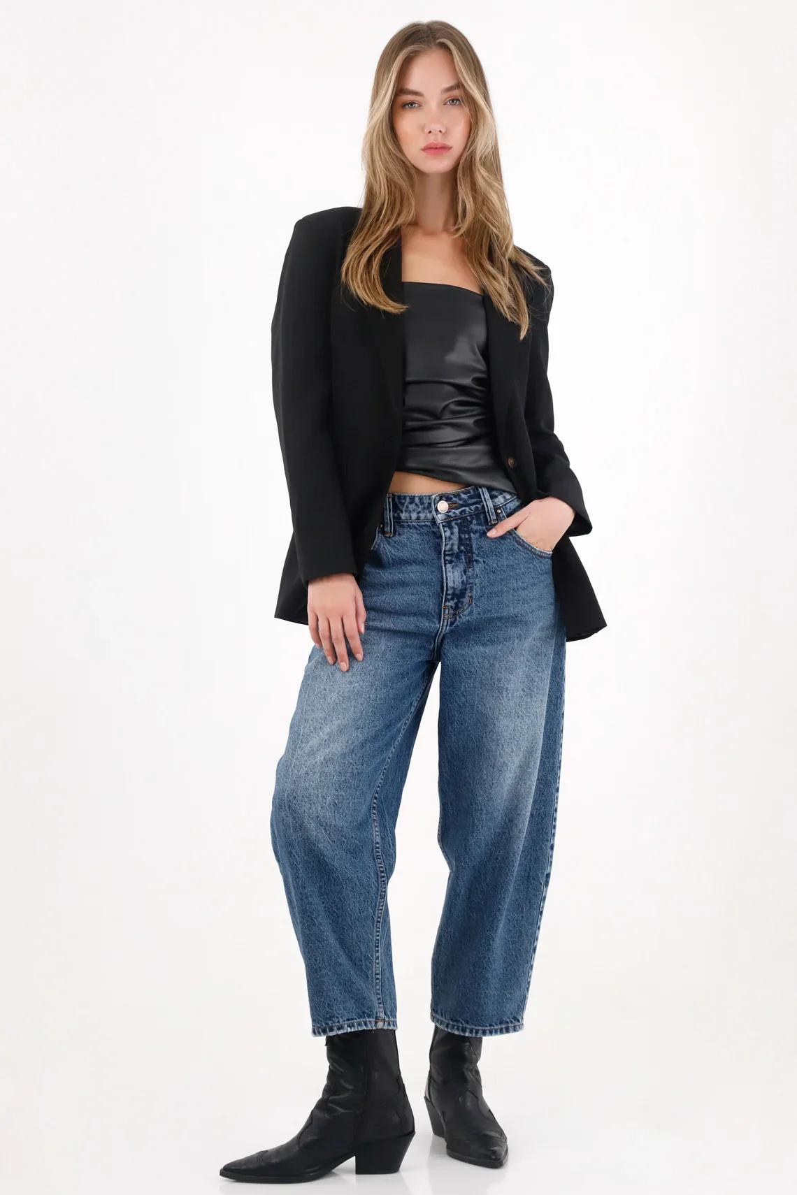 Black oversized blazer coat for women