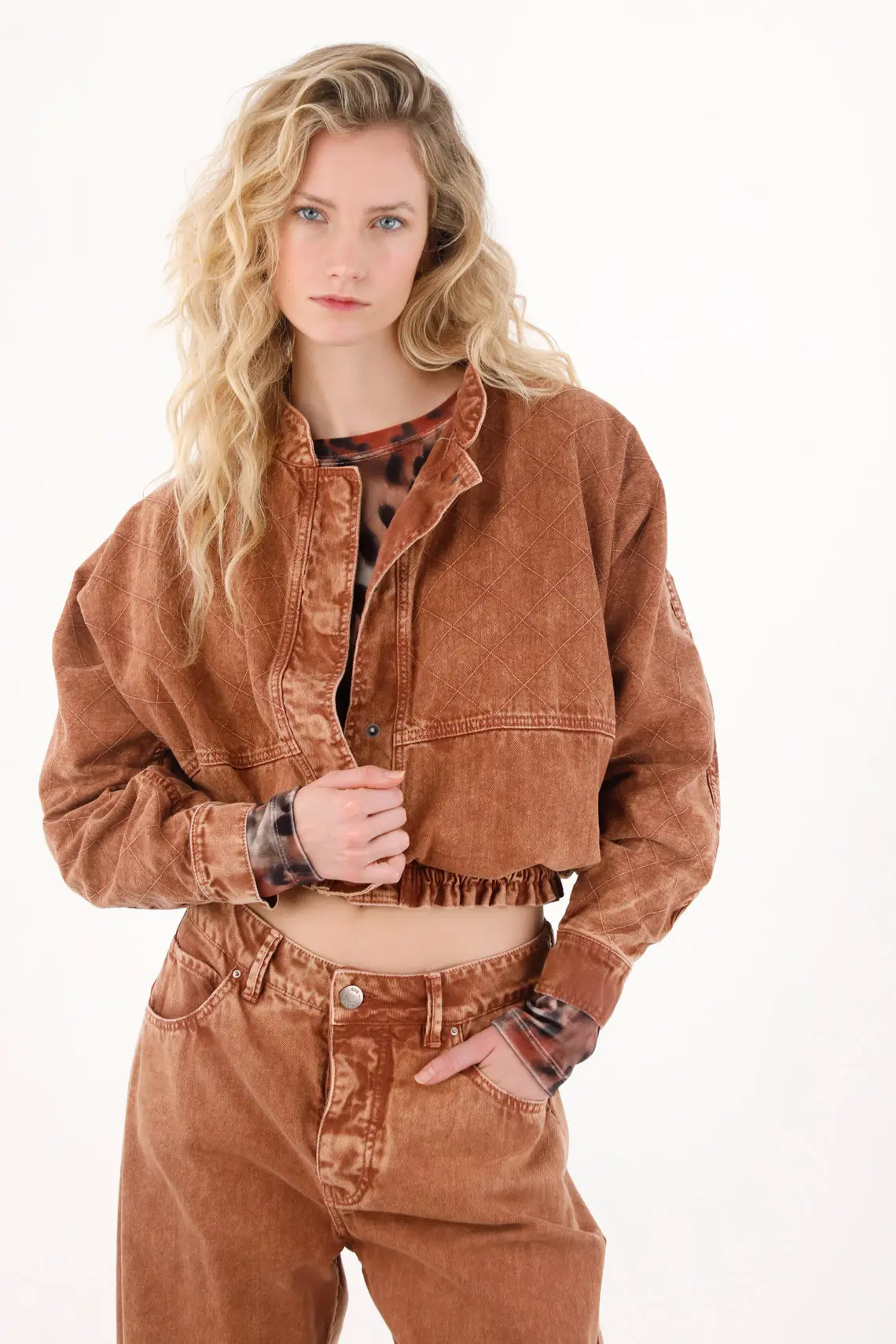 Brown Bomber Jacket for Women - Image 2