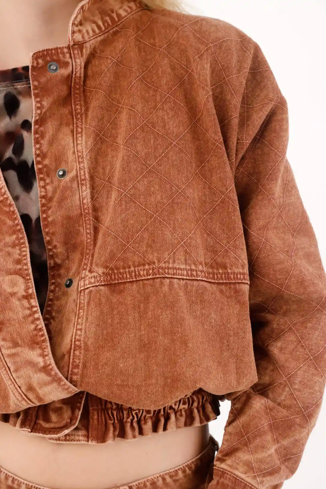 Brown Bomber Jacket for Women - Image 3
