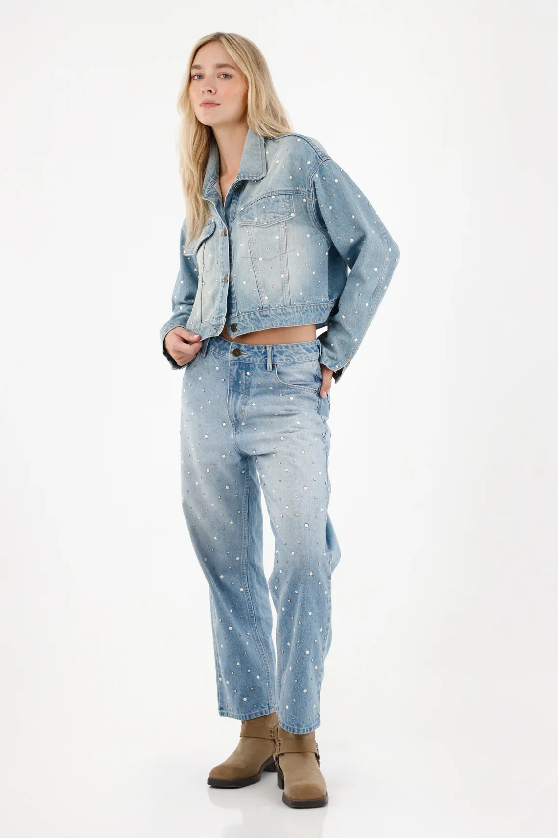 Crop Jacket with Glitter Accents for Women - Image 2