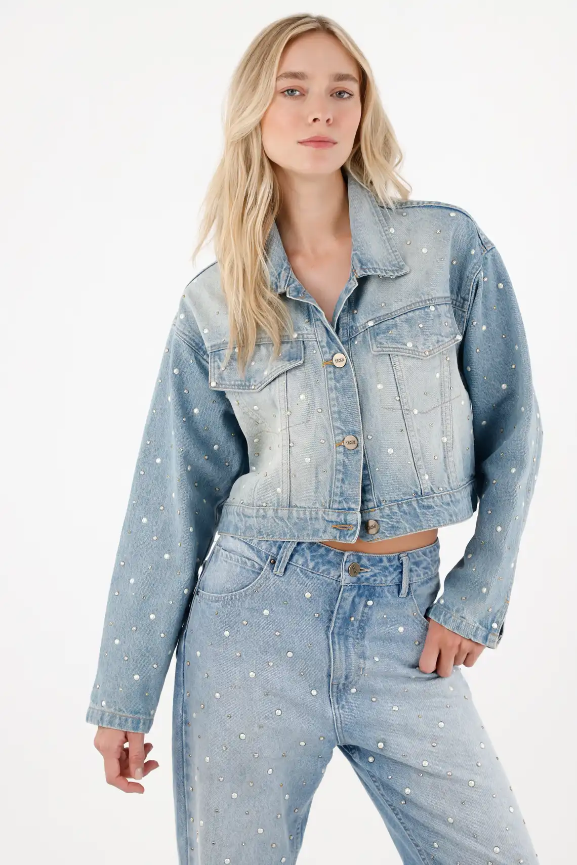 Crop Jacket with Glitter Accents for Women - Image 3