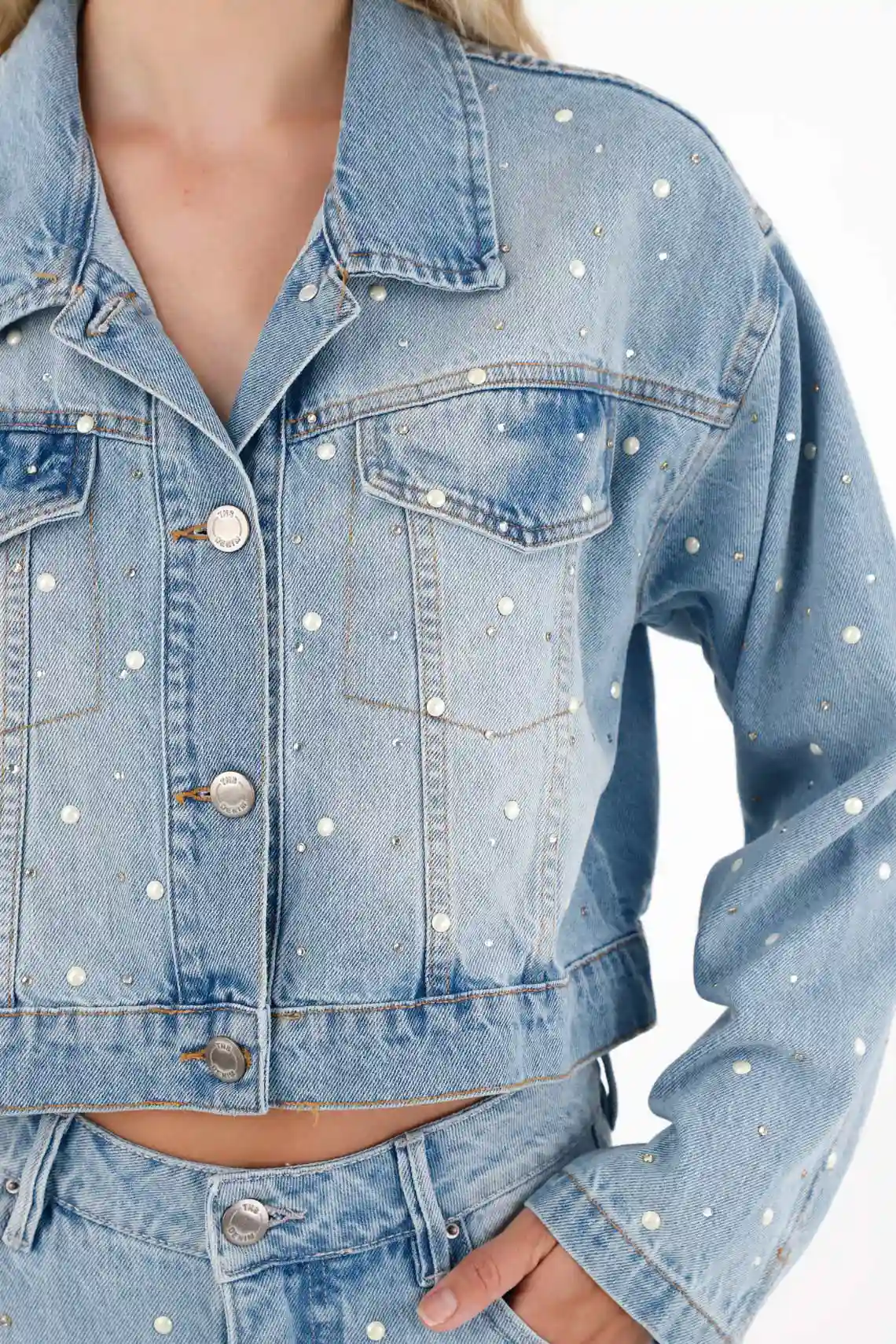 Crop Jacket with Glitter Accents for Women - Image 4