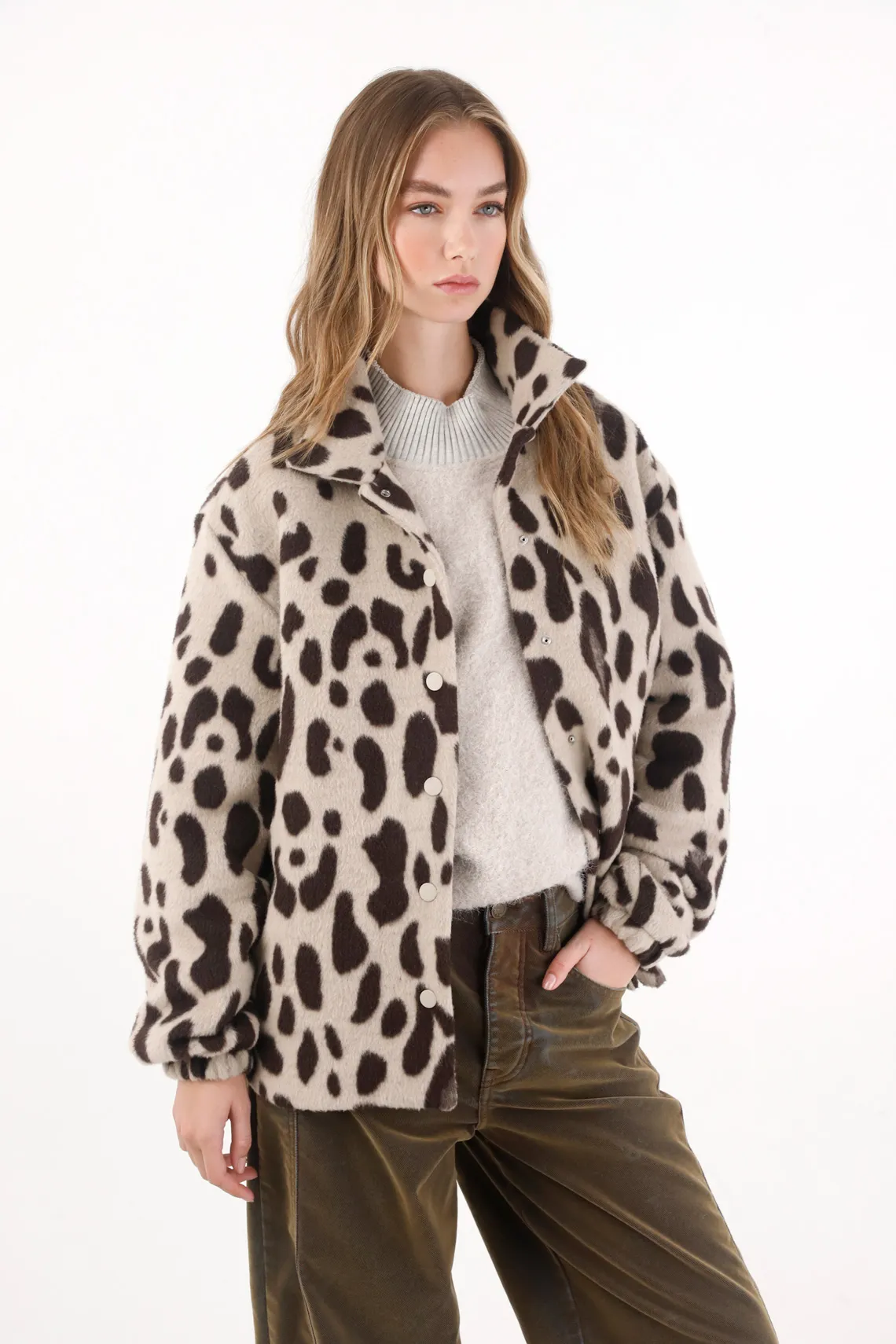 Textured Animal Print Jacket for Women