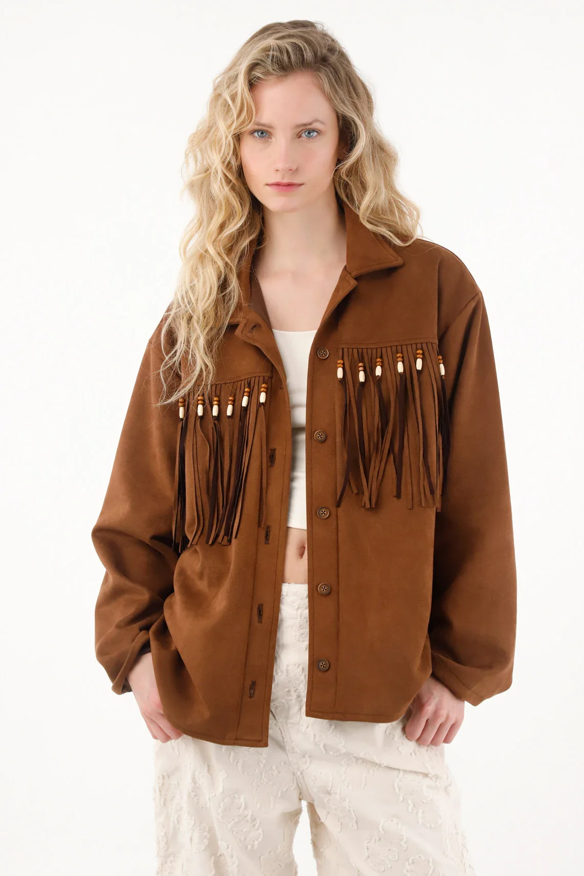 Brown Fringe Jacket for Women