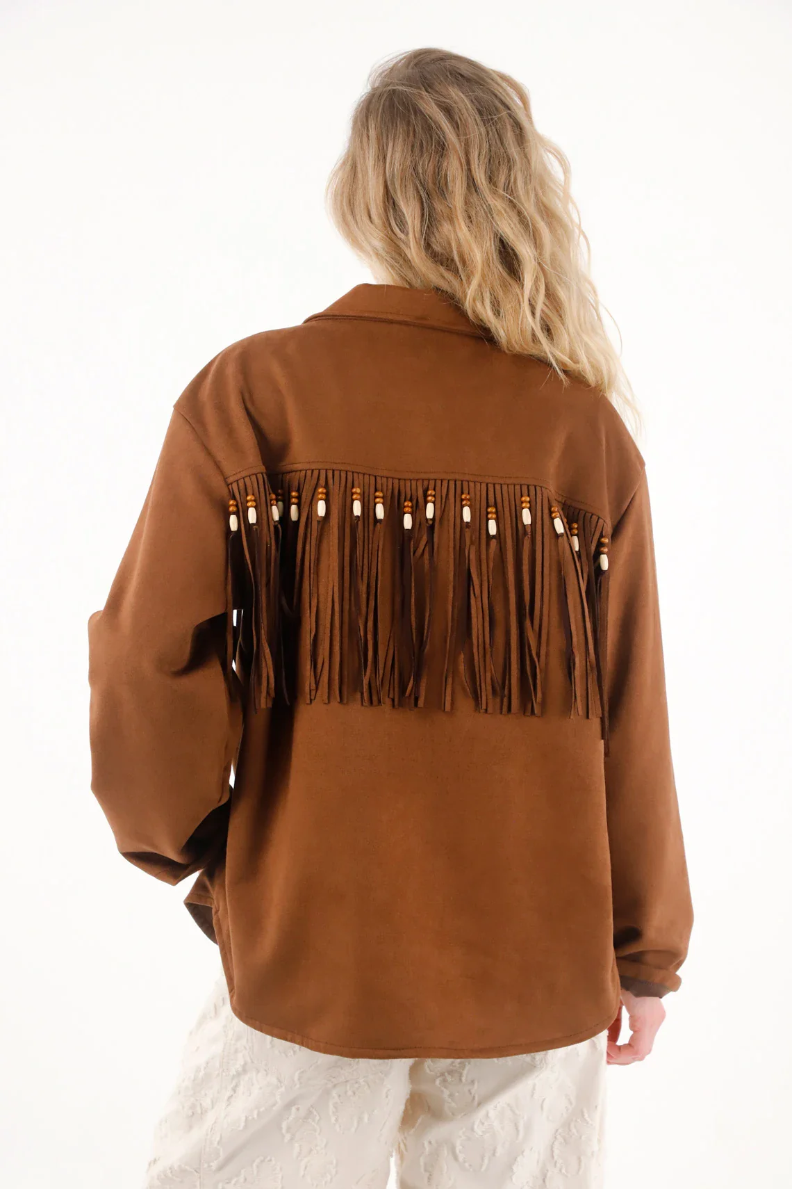 Brown Fringe Jacket for Women - Image 4