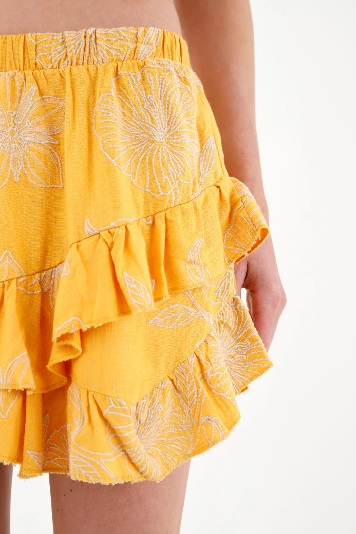 Women's Short Ruffle Yellow Skirt - Image 3
