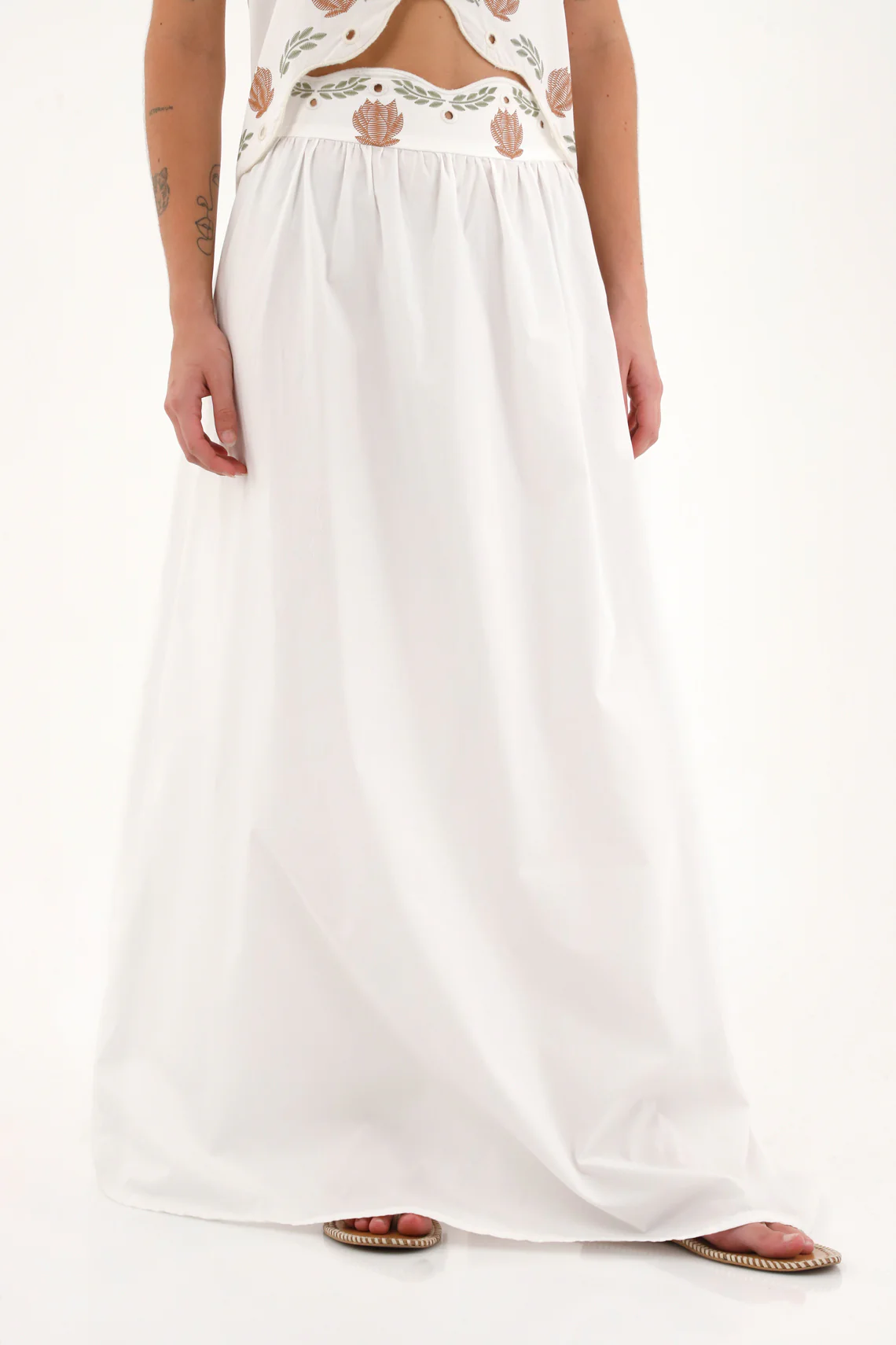 Long Floral Skirt with Asymmetrical Waist for Women