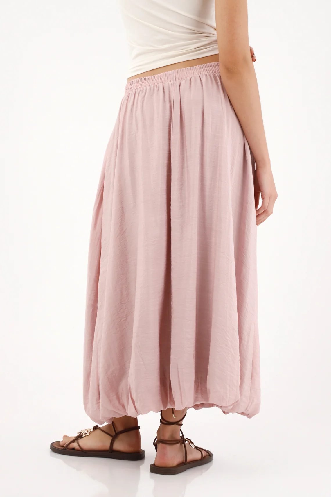 Women's Long Pink Balloon Hem Skirt - Image 4