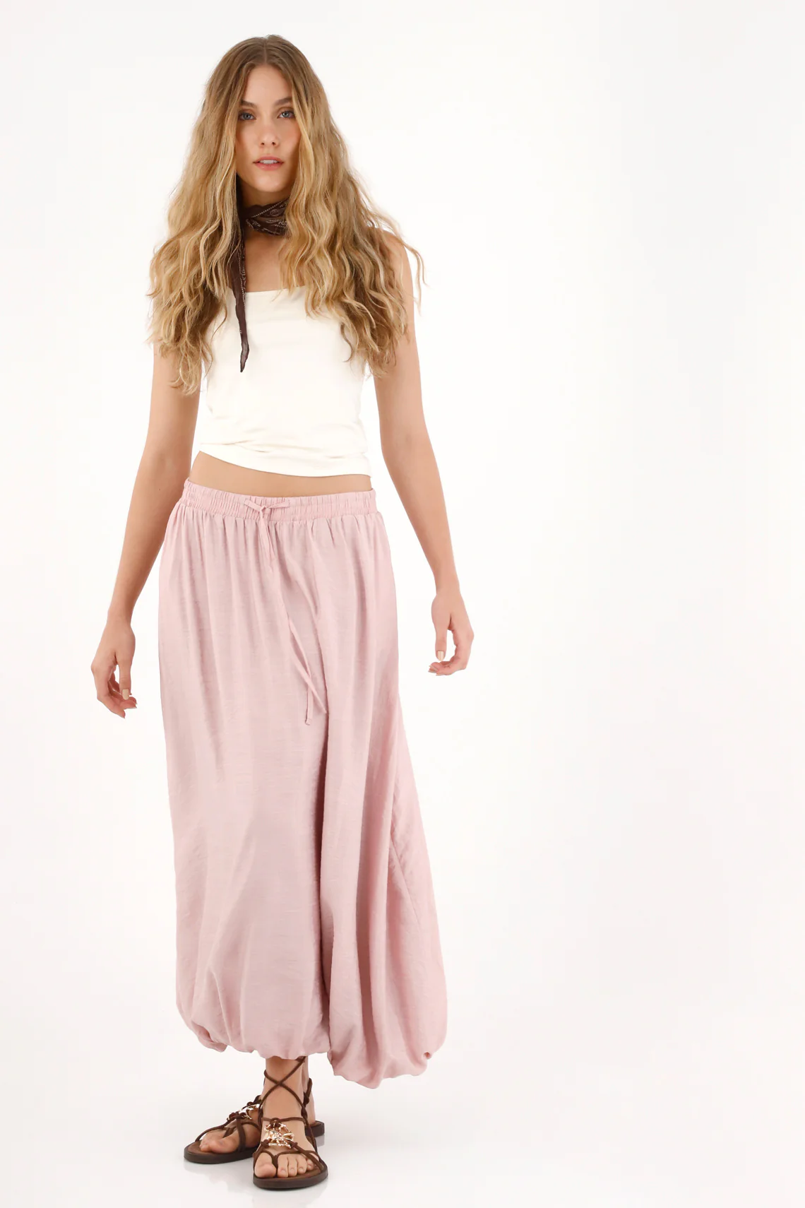 Women's Long Pink Balloon Hem Skirt - Image 7