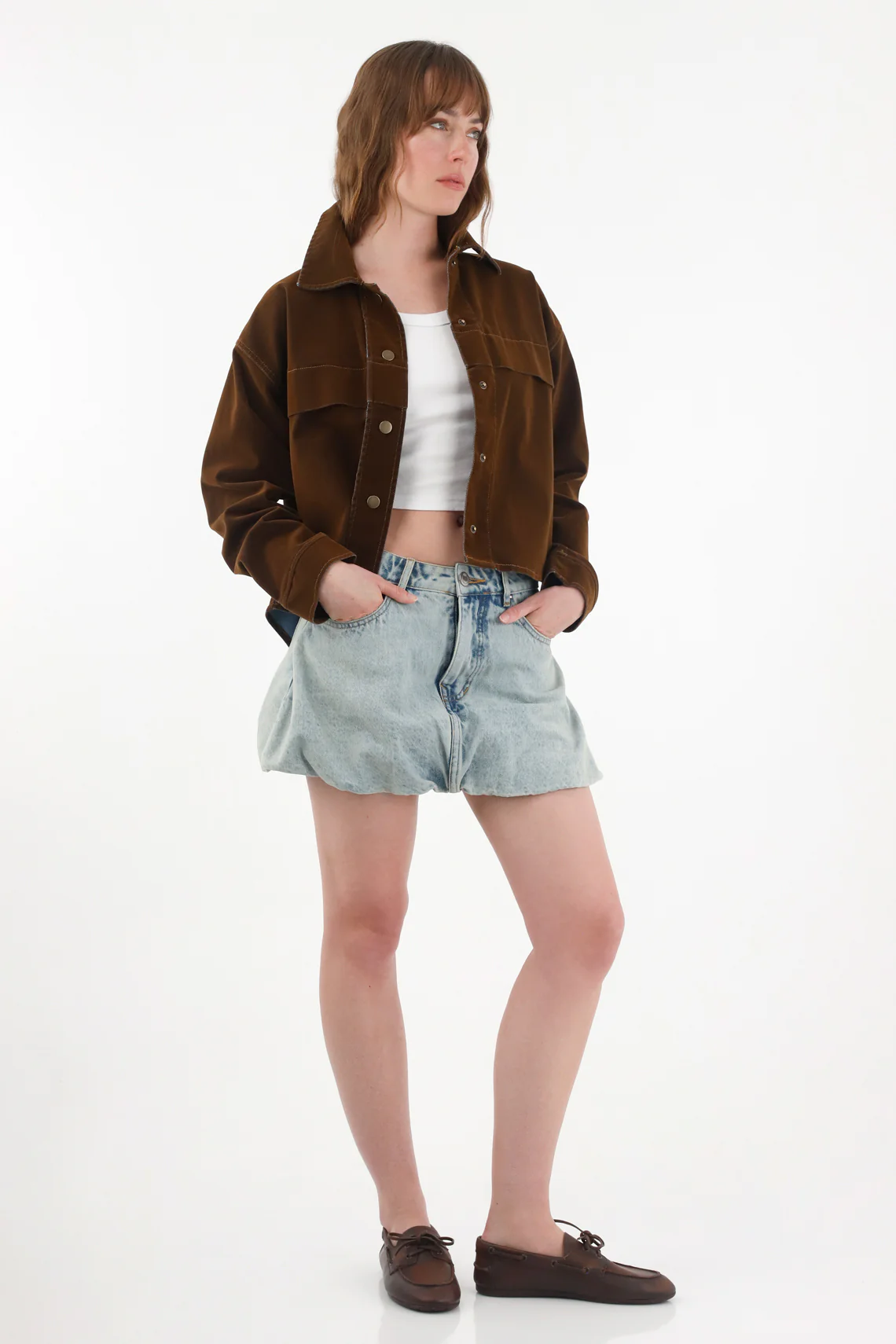 Women's Blue Balloon Denim Mini Skirt
