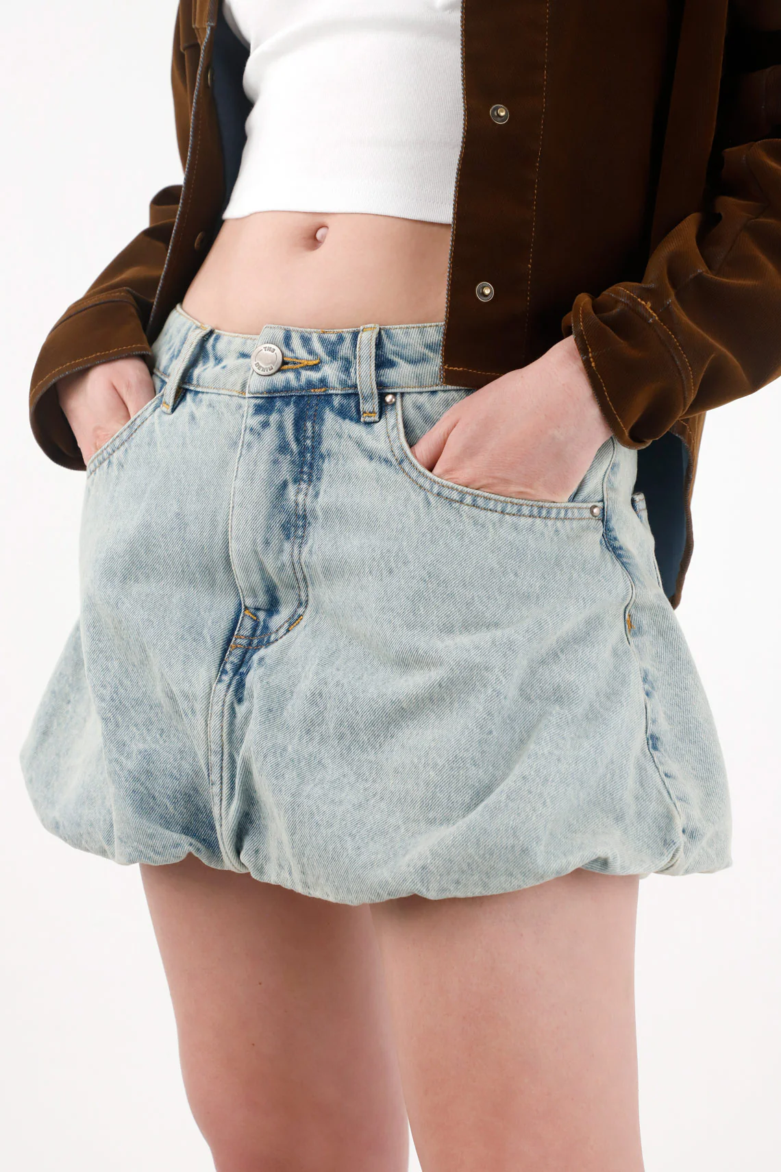 Women's Blue Balloon Denim Mini Skirt - Image 2